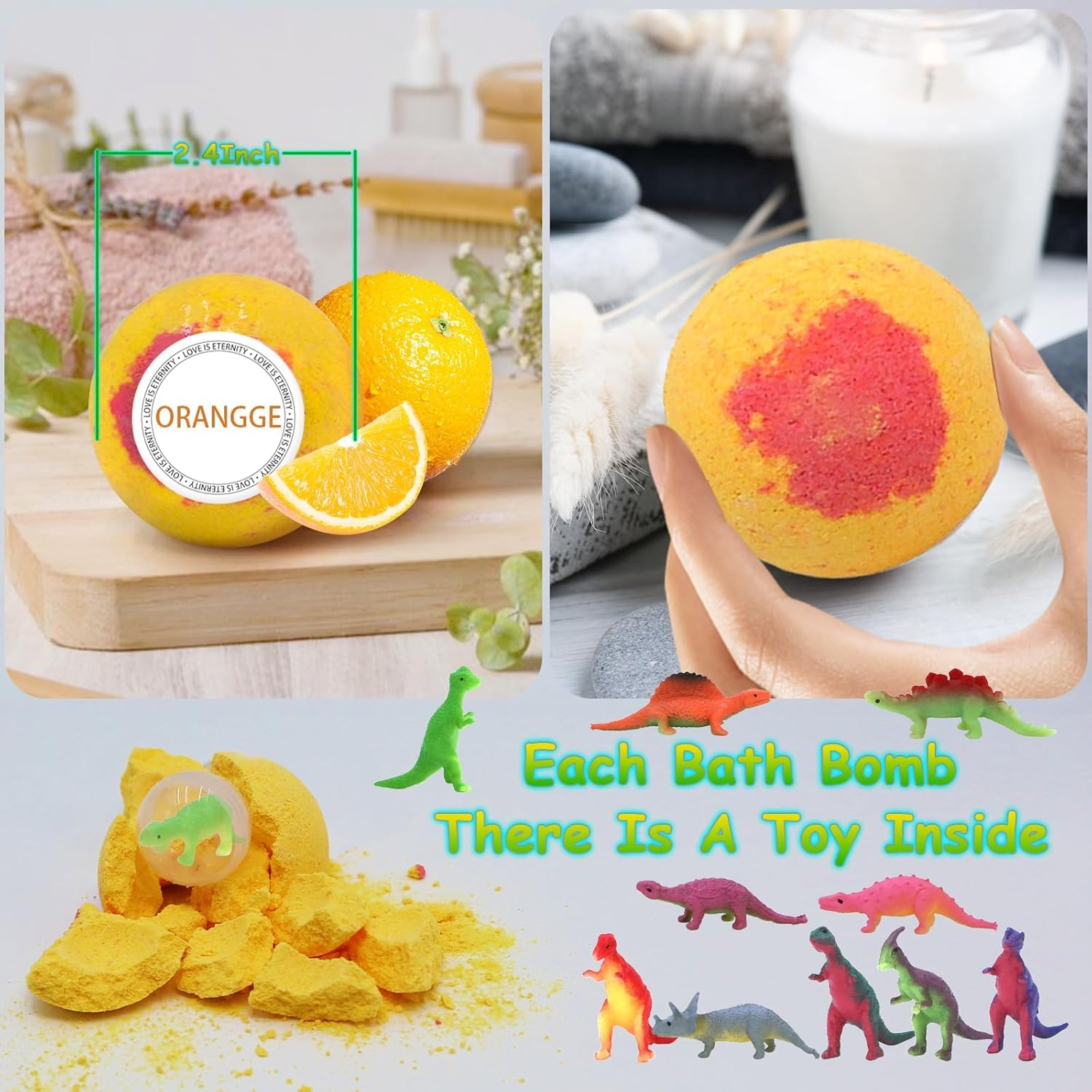 12 Pack of Bath Bombs for Kids with Surprise Toy Inside, Fun Educational Toy Dino Fizzy Balls W/Rich Bubbles, Organic Dinosaur Bath Bomb Gift Set, Kids Bubble Bath Dino Egg for Kids 3 4 5 6 7 8 9 Year image number 6