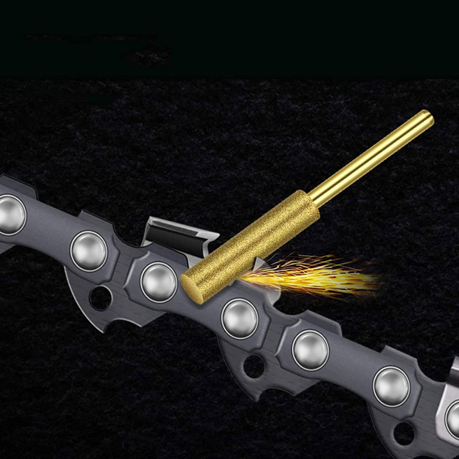 8Pcs Chainsaw Bits Titanium Plated Diamond Sharpener High Hardness Electric Chainsaw File 4.8Mm