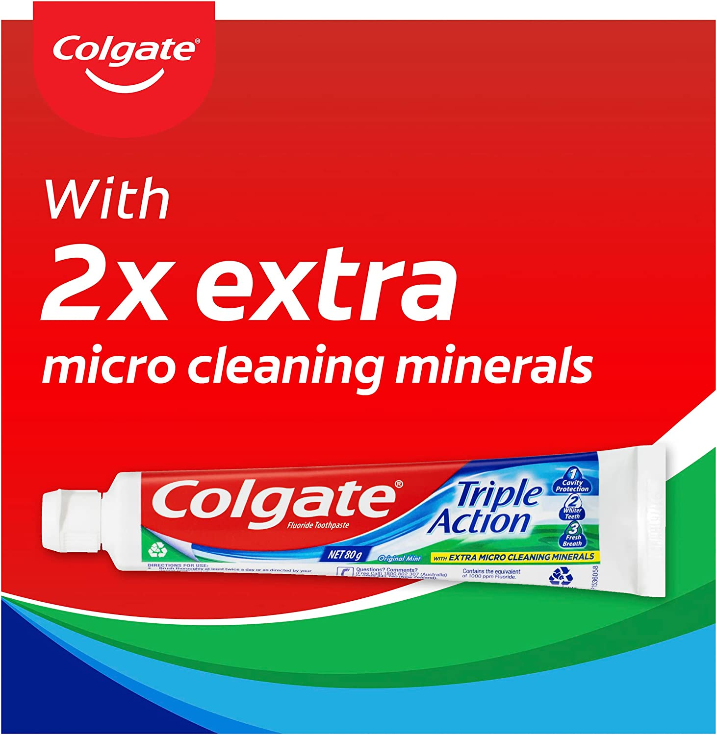 Colgate Triple Action Toothpaste, 80G, Original Mint, with Extra Micro Cleaning Minerals image number 3