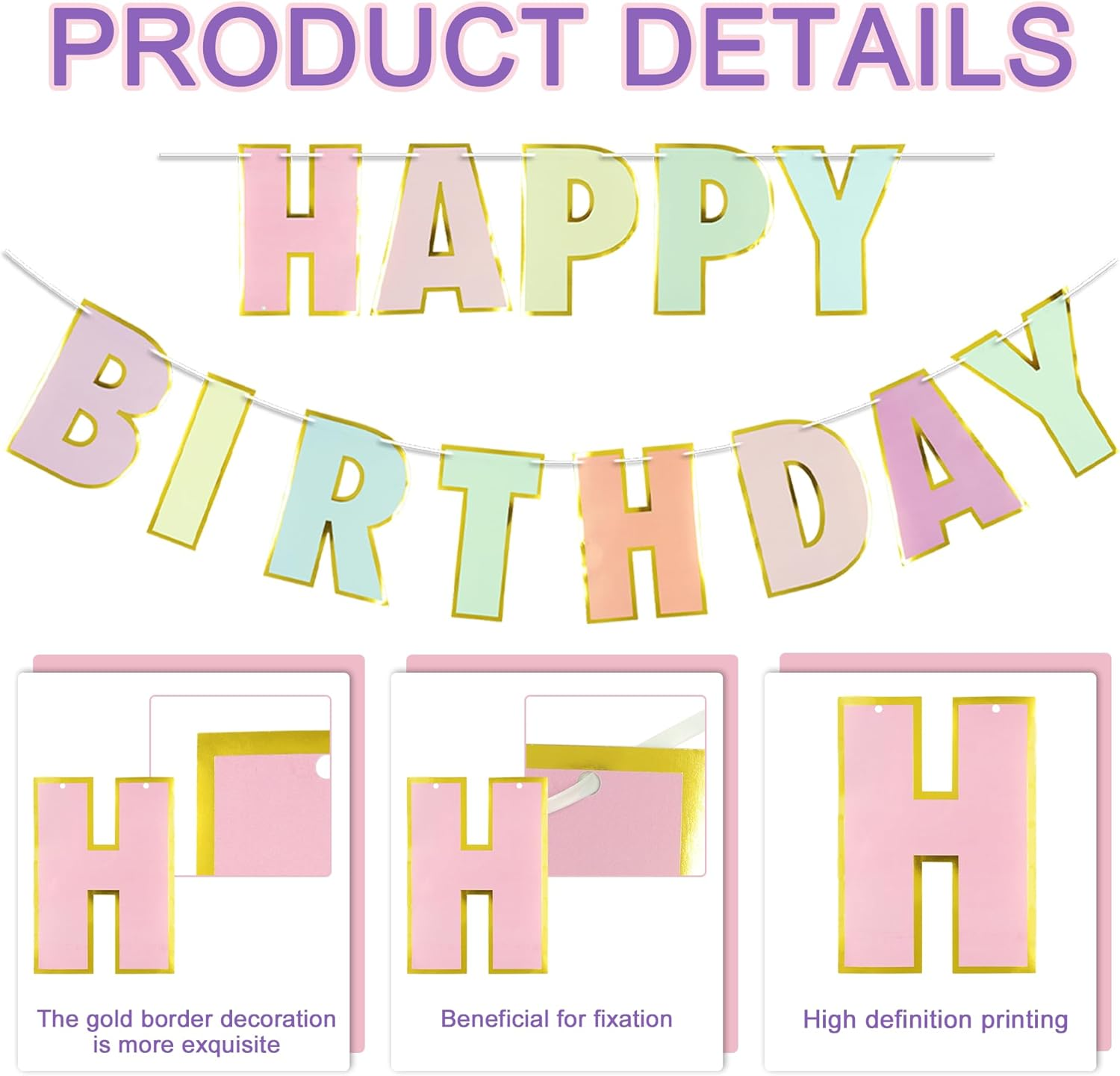 Pastel Birthday Party Decorations, 17 Pcs Macaron Birthday Decor with Birthday Sign, YITOBA Pre-Strung Happy Birthday Banner, Dot Garland, Hanging Streamer, Honeycomb Balls (Colorful) image number 5