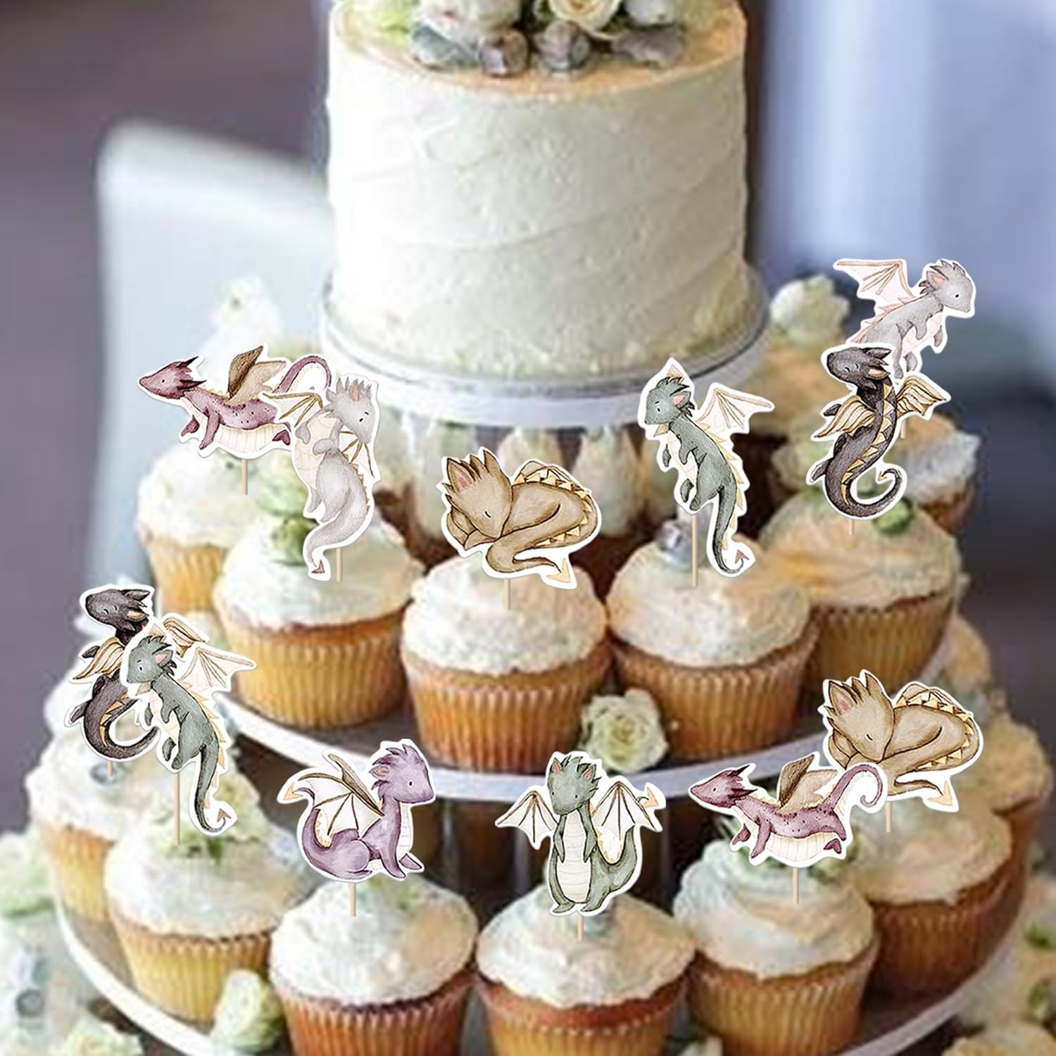 36 Pack Dinosaur Cupcake Toppers Baby Shower Cute Dino Cupcake Picks for Baby Boy Kids Animal Dinosaur Birthday Party Cake Decorations Supplies (#1)