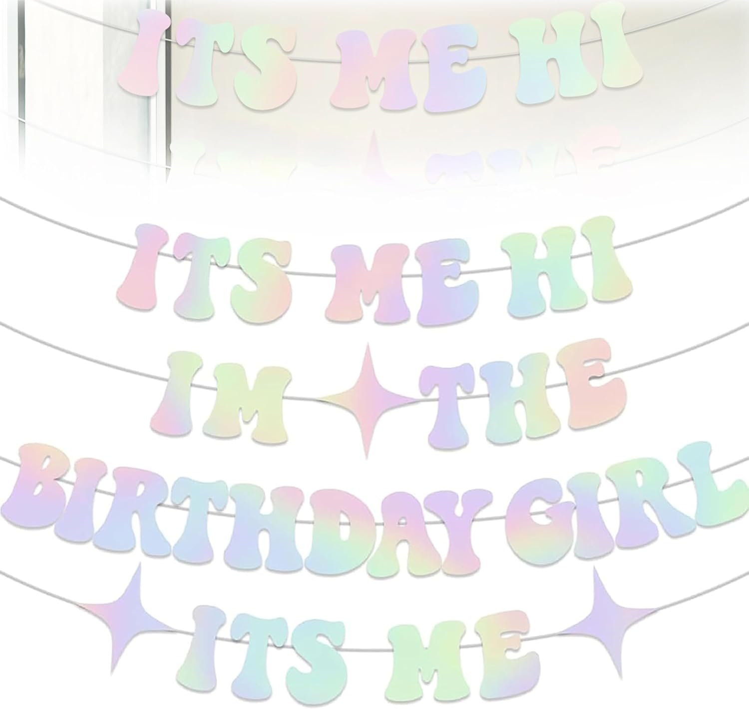 Birthday Party Decorations,Its Me Hi Im the Birthday Girl Its Me Banner,Birthday Banner Supplies Themed Decor,Glitter Iridescent Popular Birthday Decorations Banner,Girls Birthday Party Supplies image number 2