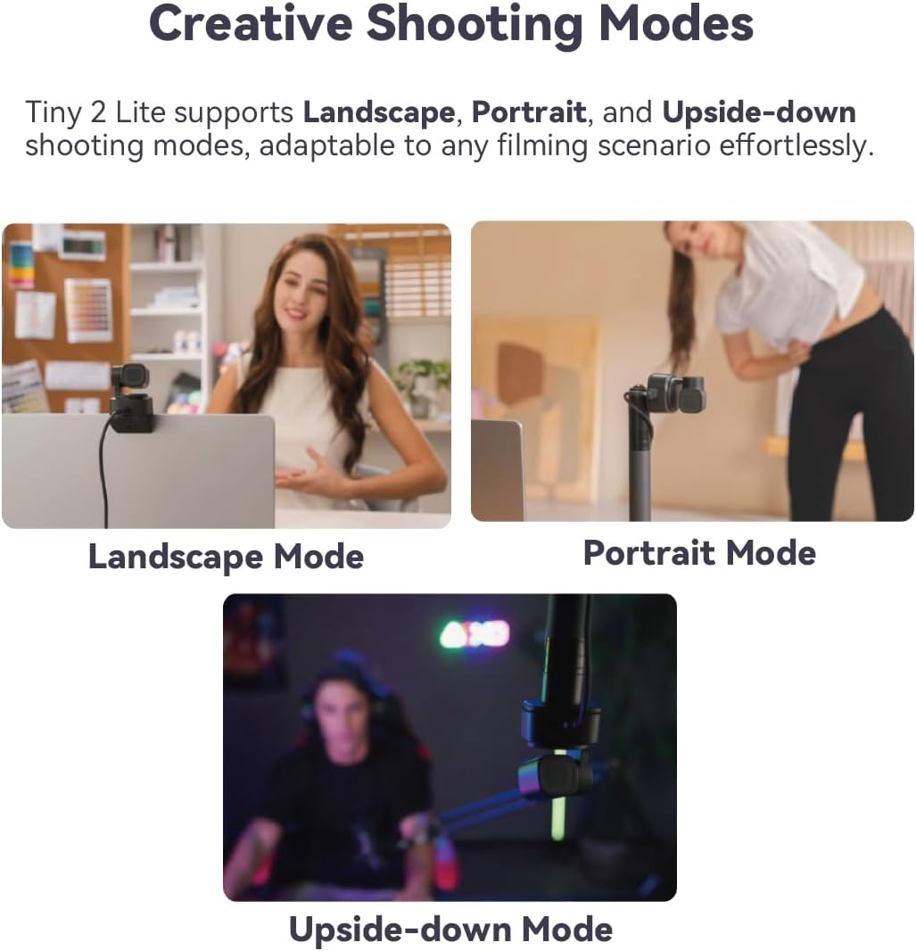 OBSBOT Tiny 2 Lite Ai-Powered 4K PTZ Webcam AI Auto Tracking Stunning UHD 4K Resolution 1/2&rdquo; CMOS Sensor 4X Digital Zoom with Auto Zoom Gesture Control 2.0, W Mini Tripod image number 4