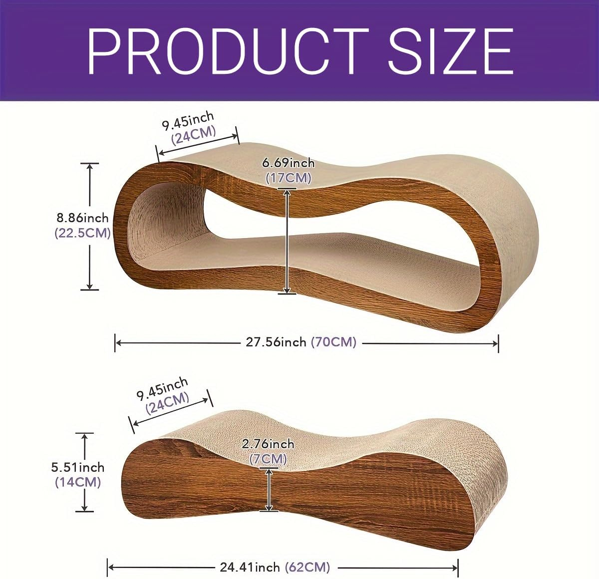 AIMALL 2-In-1 Cat Scratch Board and Recliner, Corrugated Paper Bed for Claw Care, Durable and Safe Cat Lounge Furniture image number 3