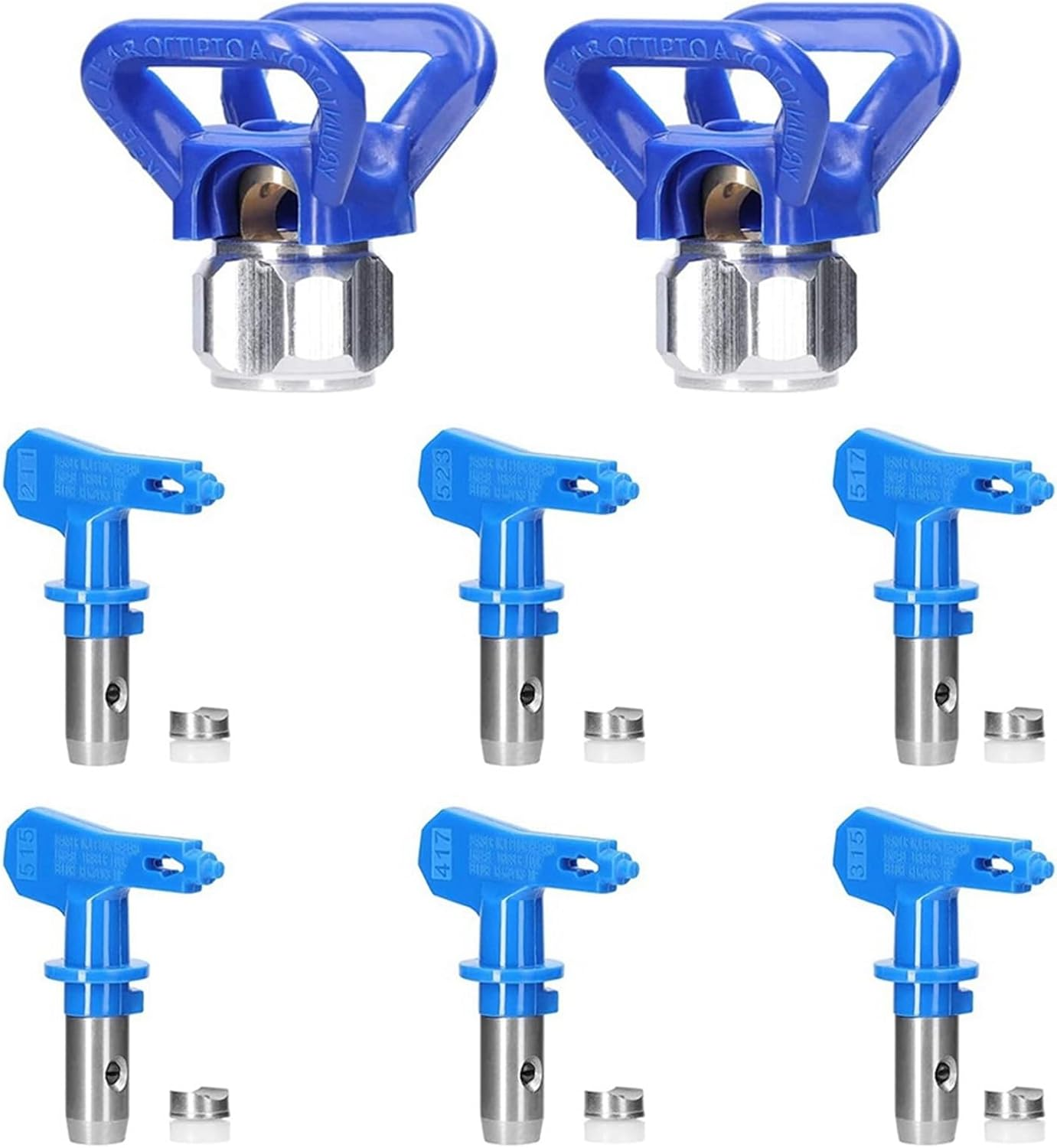 Vmitejoe 6Pc Tips Paint Sprayer Nozzle Tips Reversible Airless Blue with 2Pc Nozzle Seats for Airless Sprayer image number 3