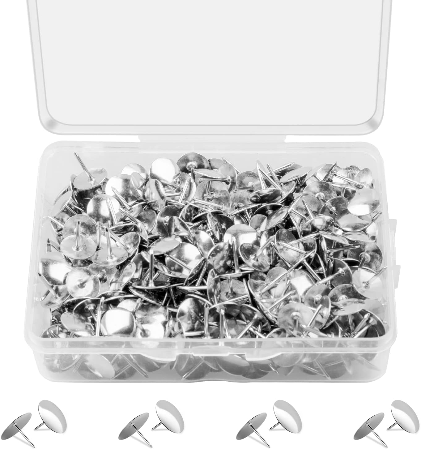 400Pcs Silver Thumb Tacks, Flat Push Pins for Bulletin Board, Cork Board Wall Hangings, Desk Decor Organization