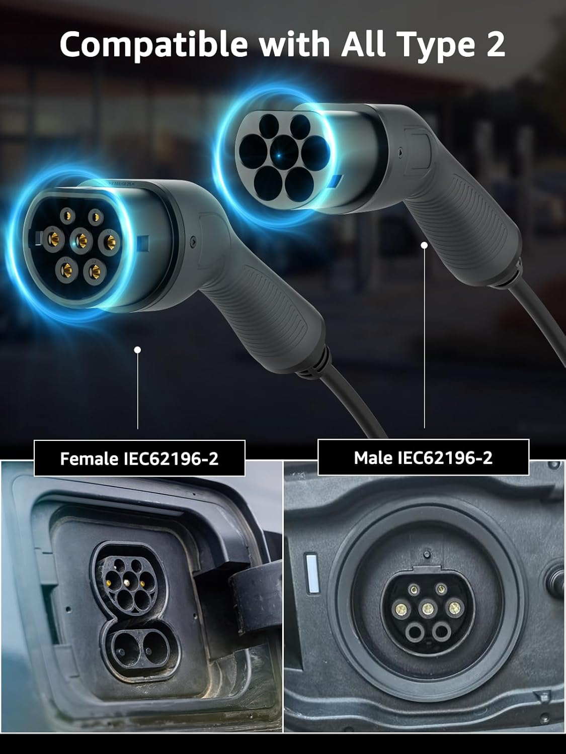 Bokman Type 2 Charging Cable, Mode 3 | 32A | 22KW | 3 Phase | 5 Meter, Electric Vehicle Car Type 2 to Type 2 Fast Charging Cable image number 1