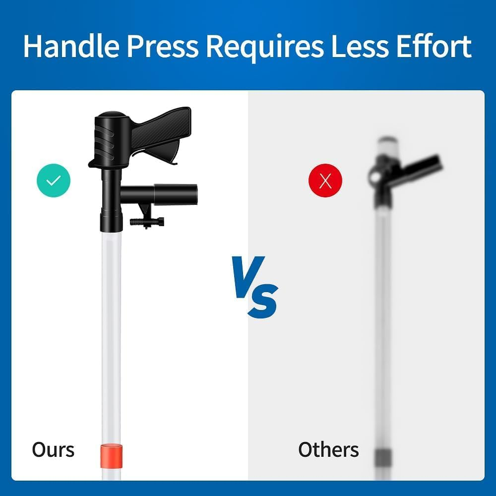 Mumoo Bear Fish Tank Gravel Cleaner,Newly Upgraded Fish Tank Water Changer with Air Pressure Button Long Nozzle Water Flow Controller for Fish Tank Cleaning Gravel and Sand image number 3