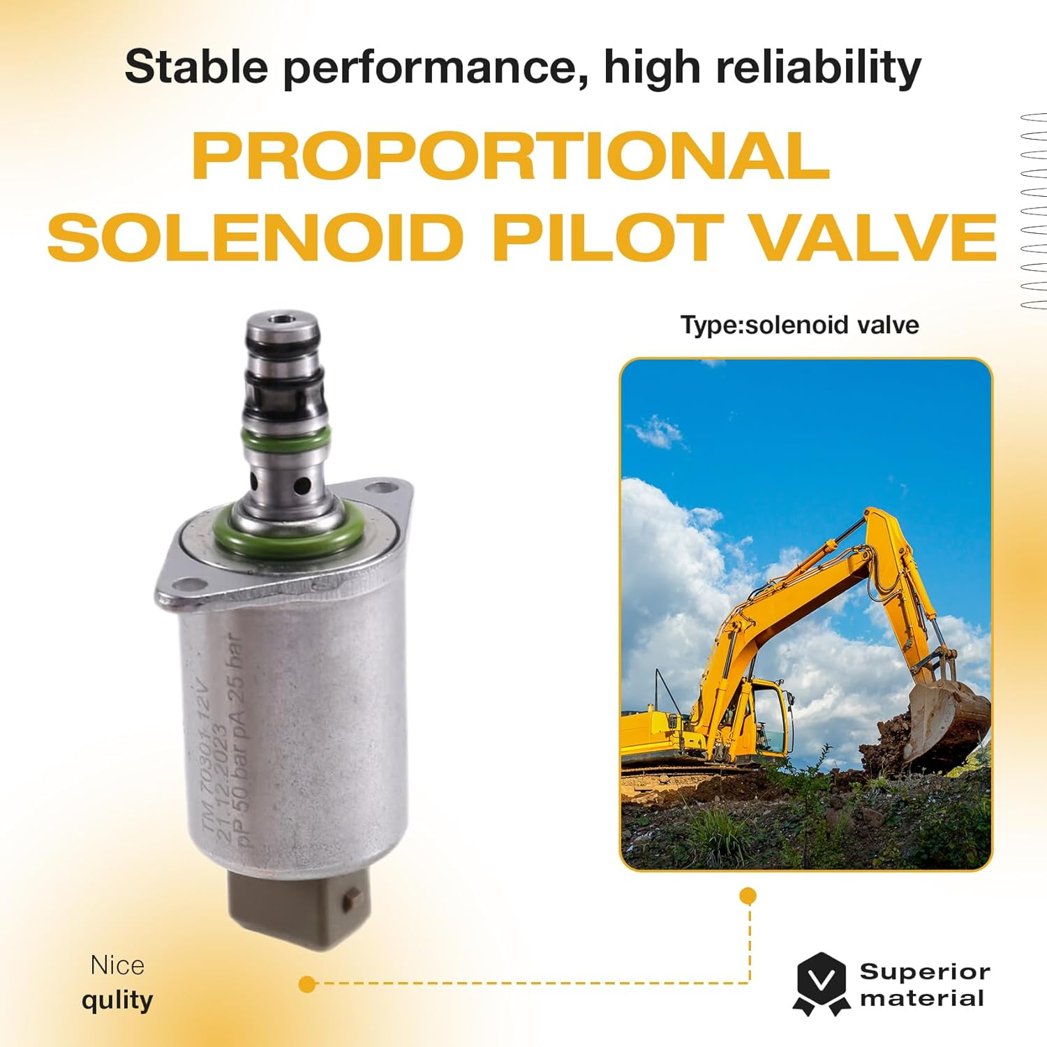 TM70301 Hydraulic Pump 12V Crane Pilot Valve Proportional Solenoid Valve Excavator Accessories image number 5