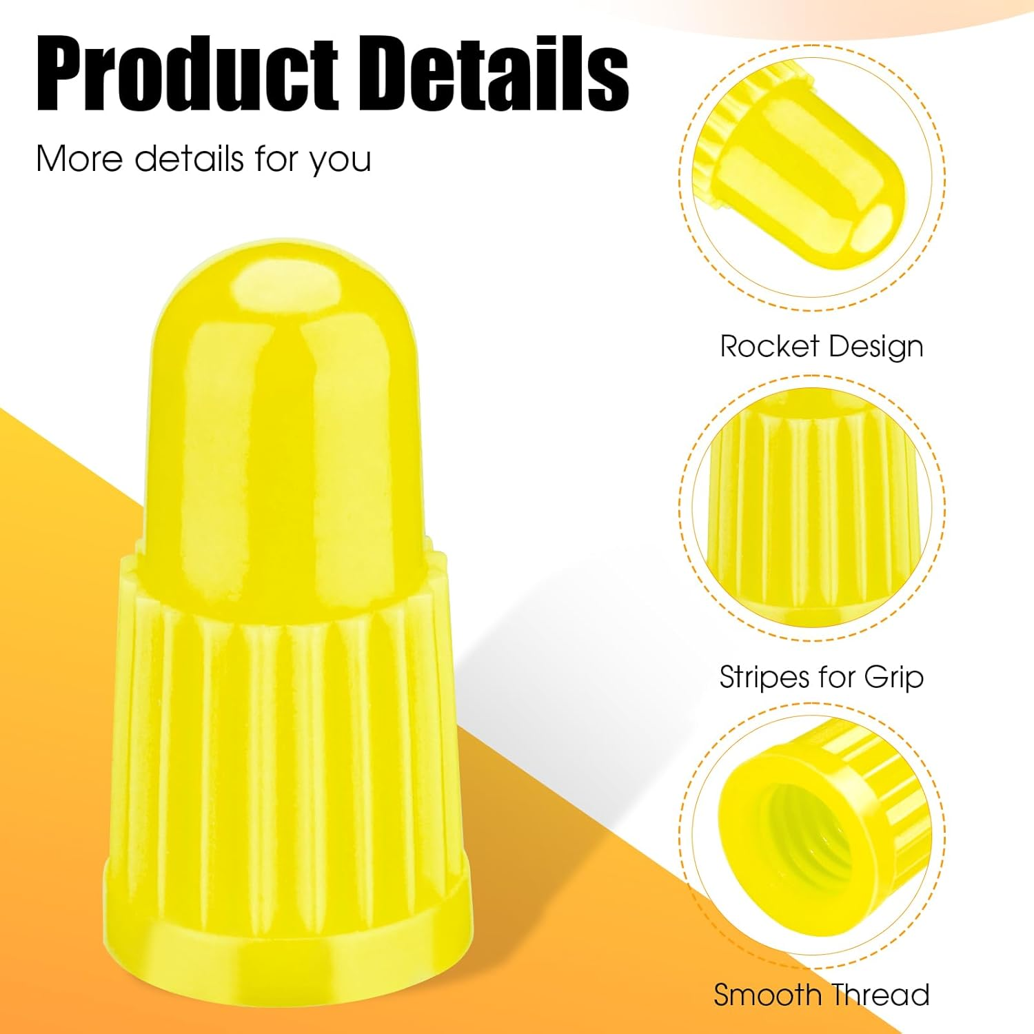 Yellow Presta Valve Caps for Bicycle Plastic Tire Valve Stem Covers - Air Valve Stem Covers for MTB Mountain, Road Bike Tires (20 Pack) image number 1