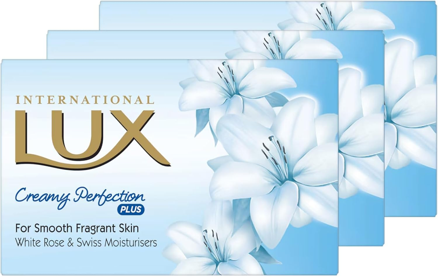 LUX International Creamy Perfection Soap with Swiss Moisturisers & Delicate White Flower Scent - 125 G (Pack of 3) image number 1