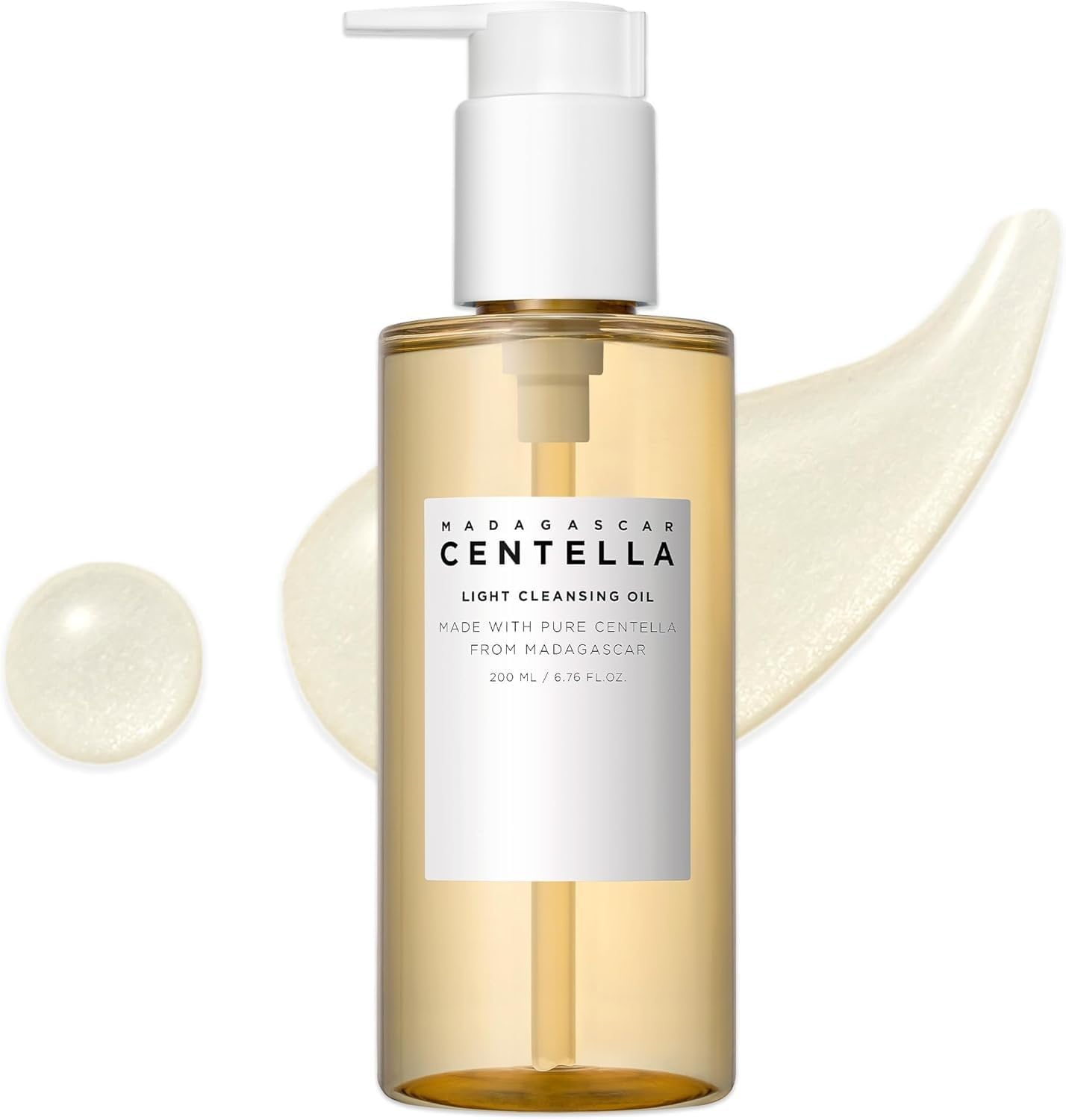 Madagascar Centella Light Cleansing Oil, Pure Centella Asiatica Extract, Korean Skincare Face Cleanser and Makeup Remover, 200Ml/6.76 Fl.Oz
