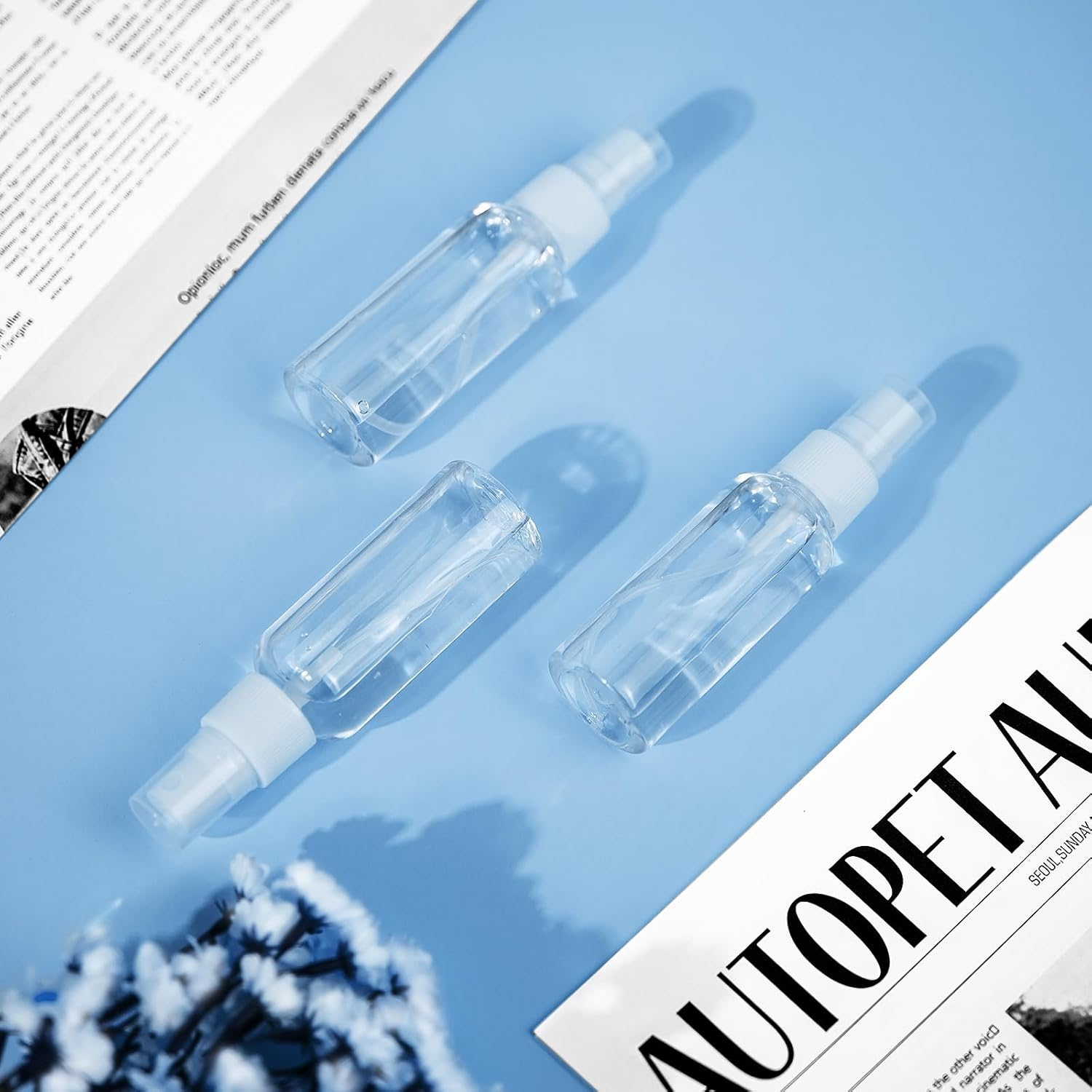 Zoizocp Spray Bottles, 2Oz/50Ml Clear Empty Fine Mist Plastic Mini Travel Bottle Set, Small Refillable Liquid Containers with 2Pcs Funnels and 24Pcs Labels (6 Pack) image number 1