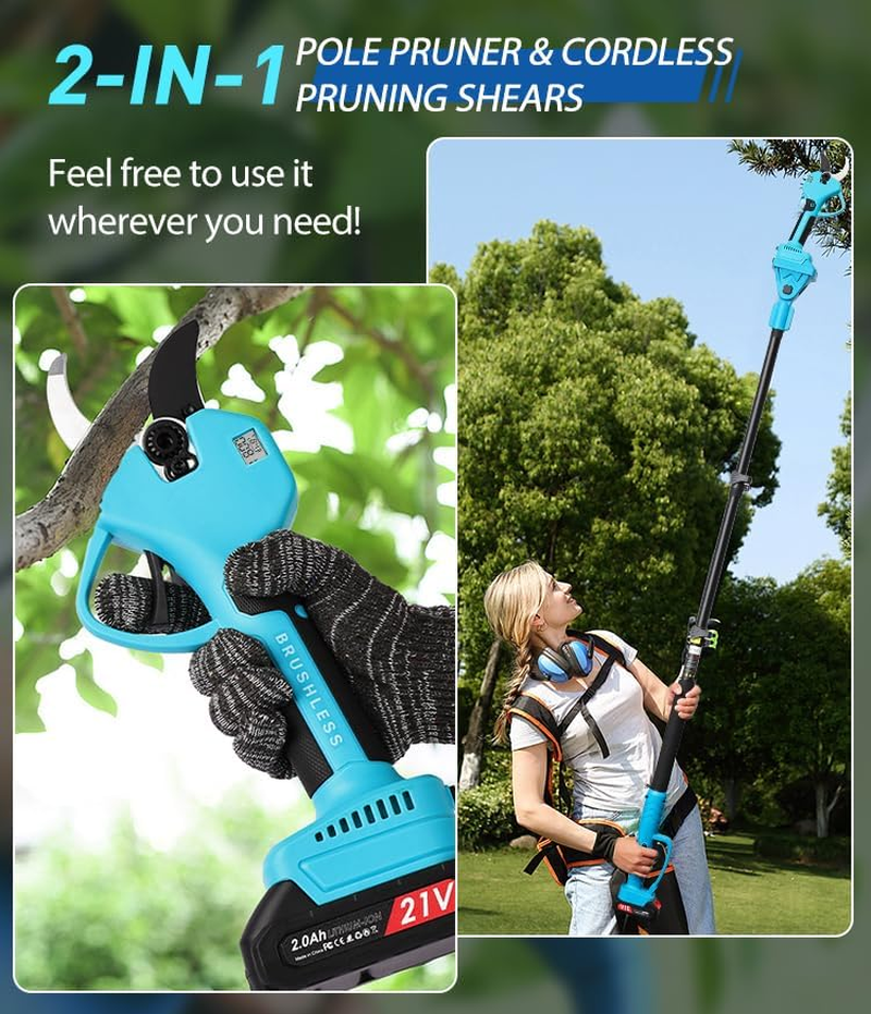 Cordless Electric Pruning Shears Kit - Telescopic Extension Shear Tools with 3Ft Telescopic Rod, 50Mm Cutting Diameter, 2X 2.0Ah Batteries, Garden Scissors for Shrubs, Bonsai, Fruit Trees image number 3