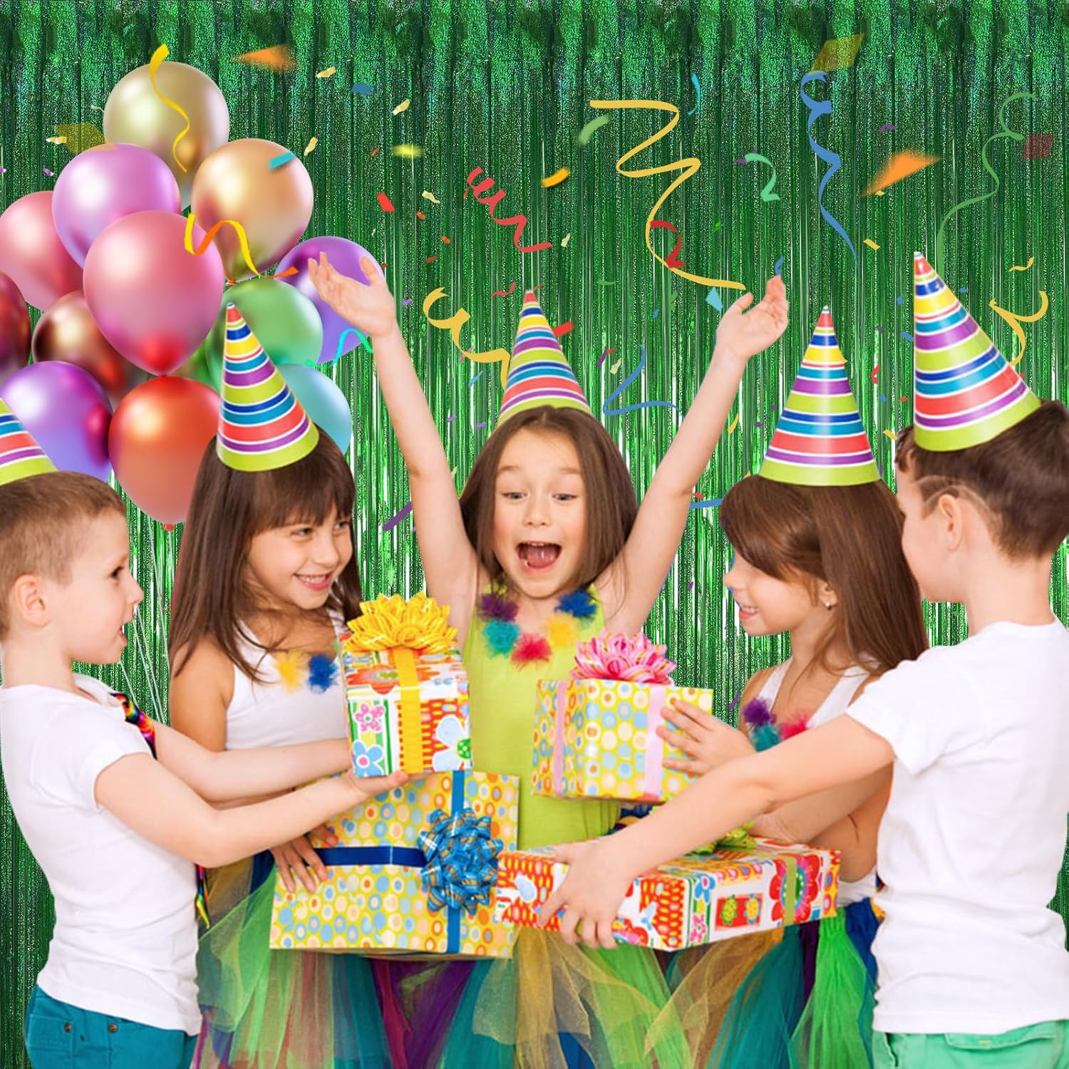 WD&CD 3 Pcs Foil Fringe Curtains Greenl, 3.2Ft X 6.6Ft Metallic Tinsel Foil Fringe Curtain for Graduate Party Halloween Decoration Wedding Girl Princess Birthday Valentine'S Day Christmas - Blue image number 4