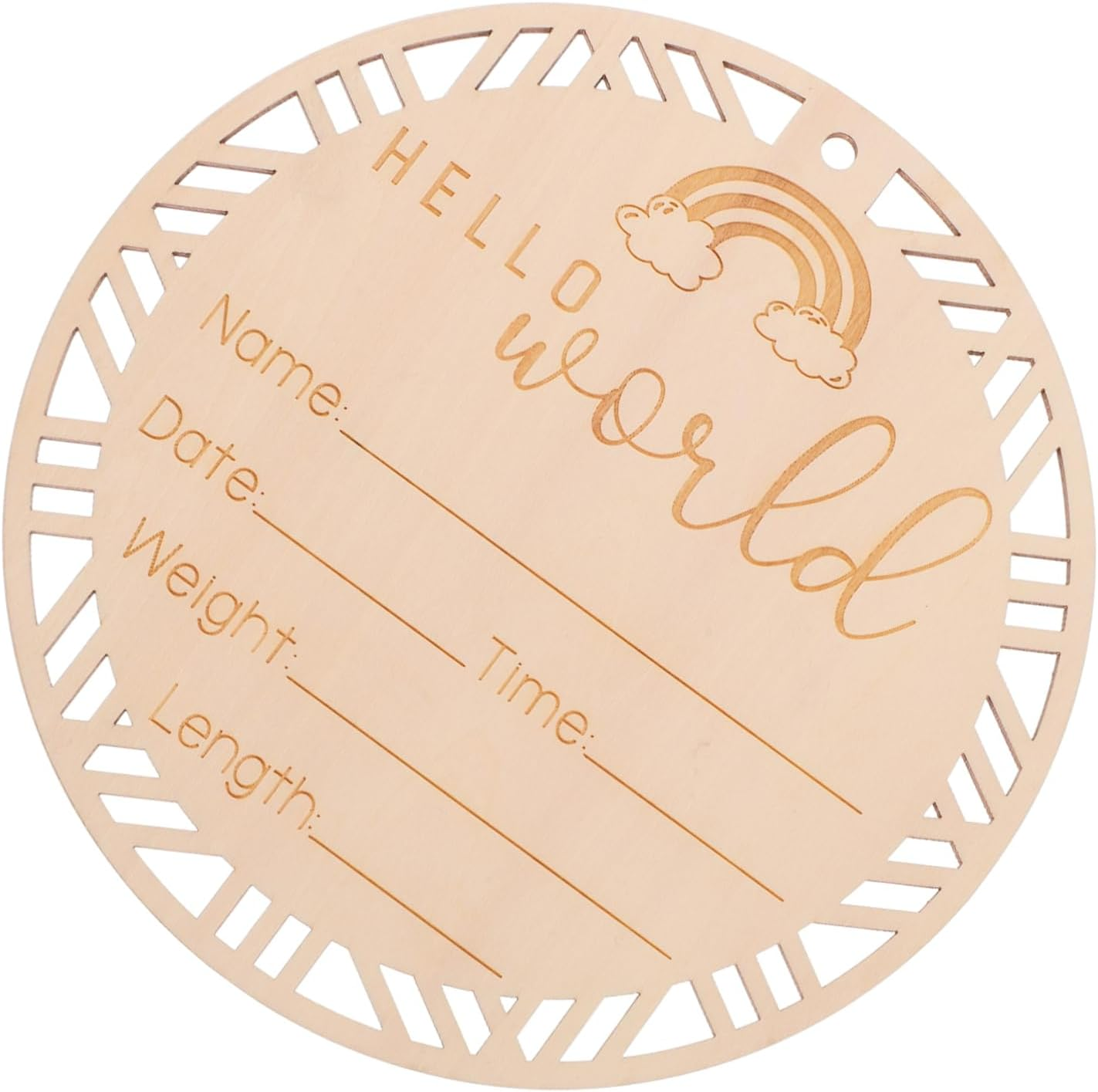Abaodam Wooden Birth Announcement Sign round Photo Prop Natural Milestone Board for Newborn Name Weight Recording Newborn Shower Decoration image number 3