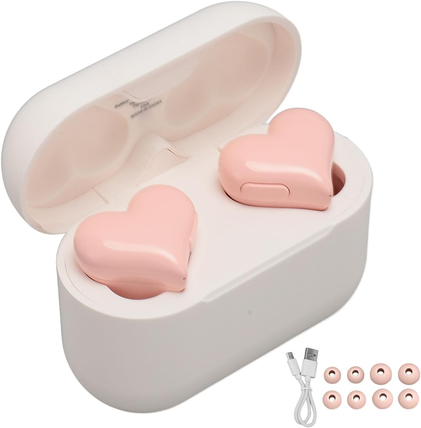 Annadue Wireless Bluetooth Headset with Charging Case, Waterproof Bluetooth 5.3 Heart Buds Heart-Shaped Built-In Microphone with Hifi Stereo Sound Quality (PIN) image number 3