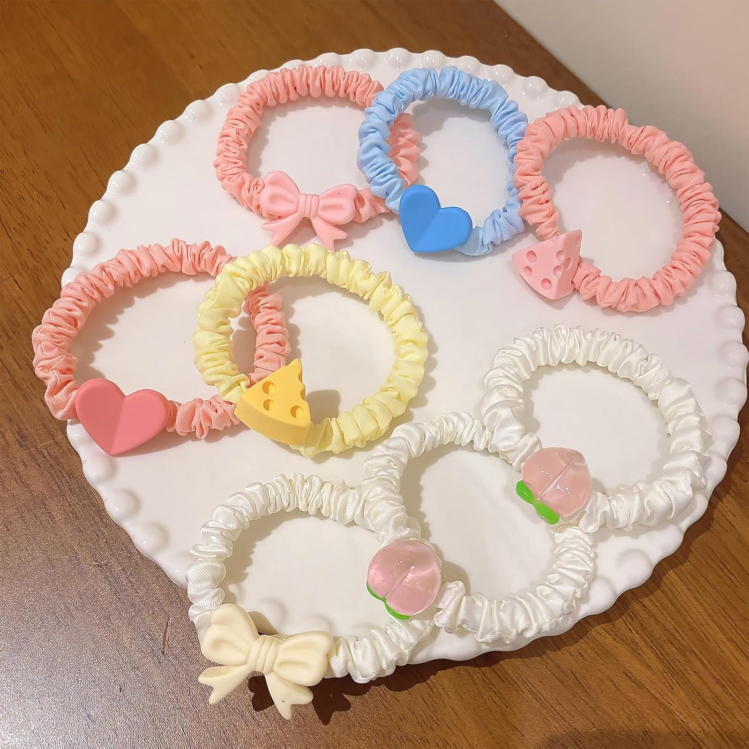 RTRTGS Pack of 8 Hair Bobbles Silk Scrunchies Satin for Women Hair Scrunchies Soft Elastic Silk Large for Women Girls image number 2