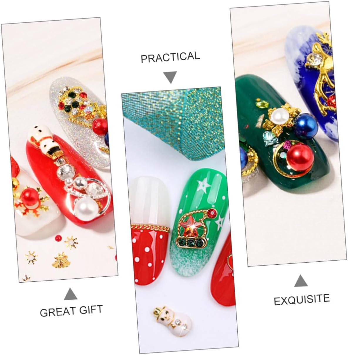 IWOWHERO Snowflake Nail Art Jewelry Alloy Nail Stickers Christmas Manicure Decorations image number 2