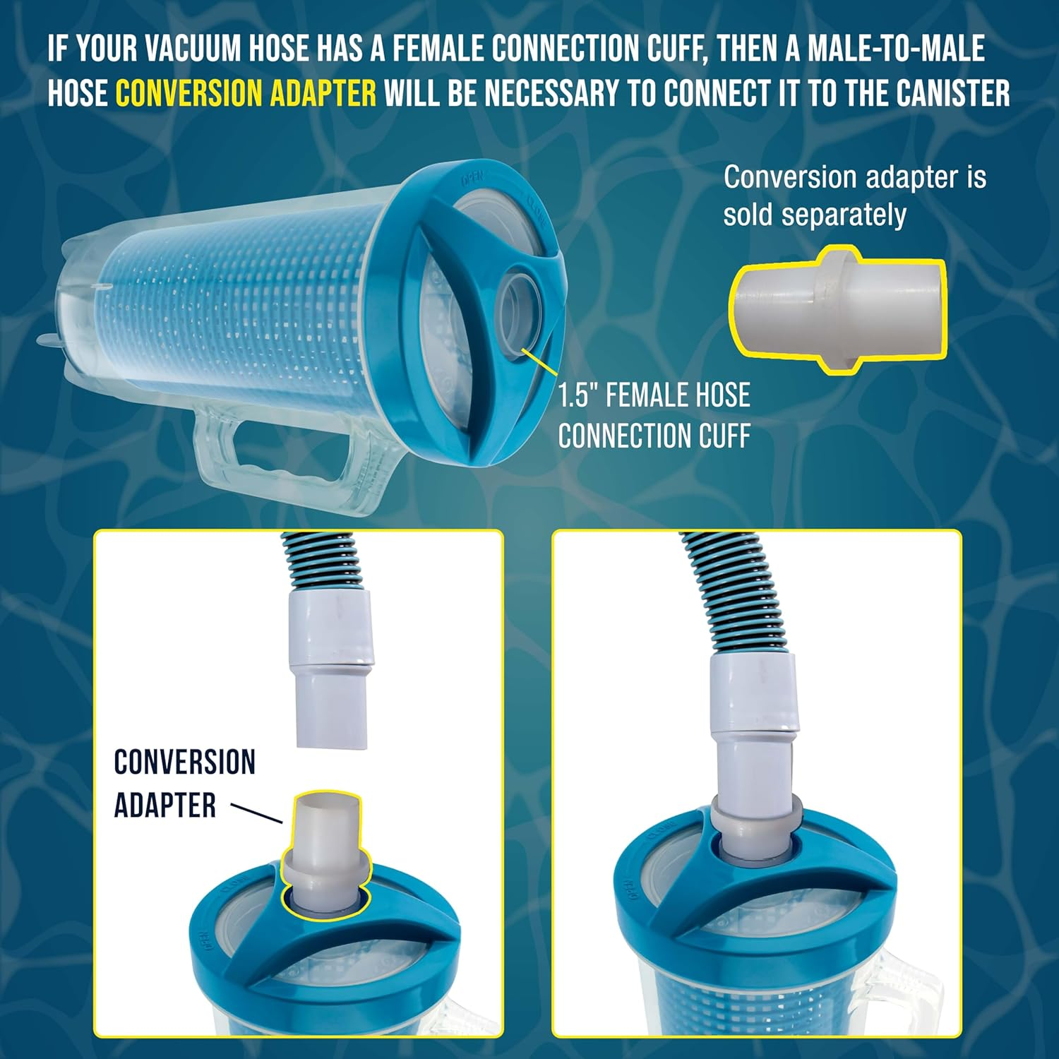 U.S. Pool Supply Professional In-Line Pool Leaf Canister with Large Plastic Mesh Basket & Mesh Bag - Fits 1-1/2&rdquo; Swimming Pool Cleaner Vacuum Hose Sections - Skims Leaves, Prevents Filter Clogging image number 6