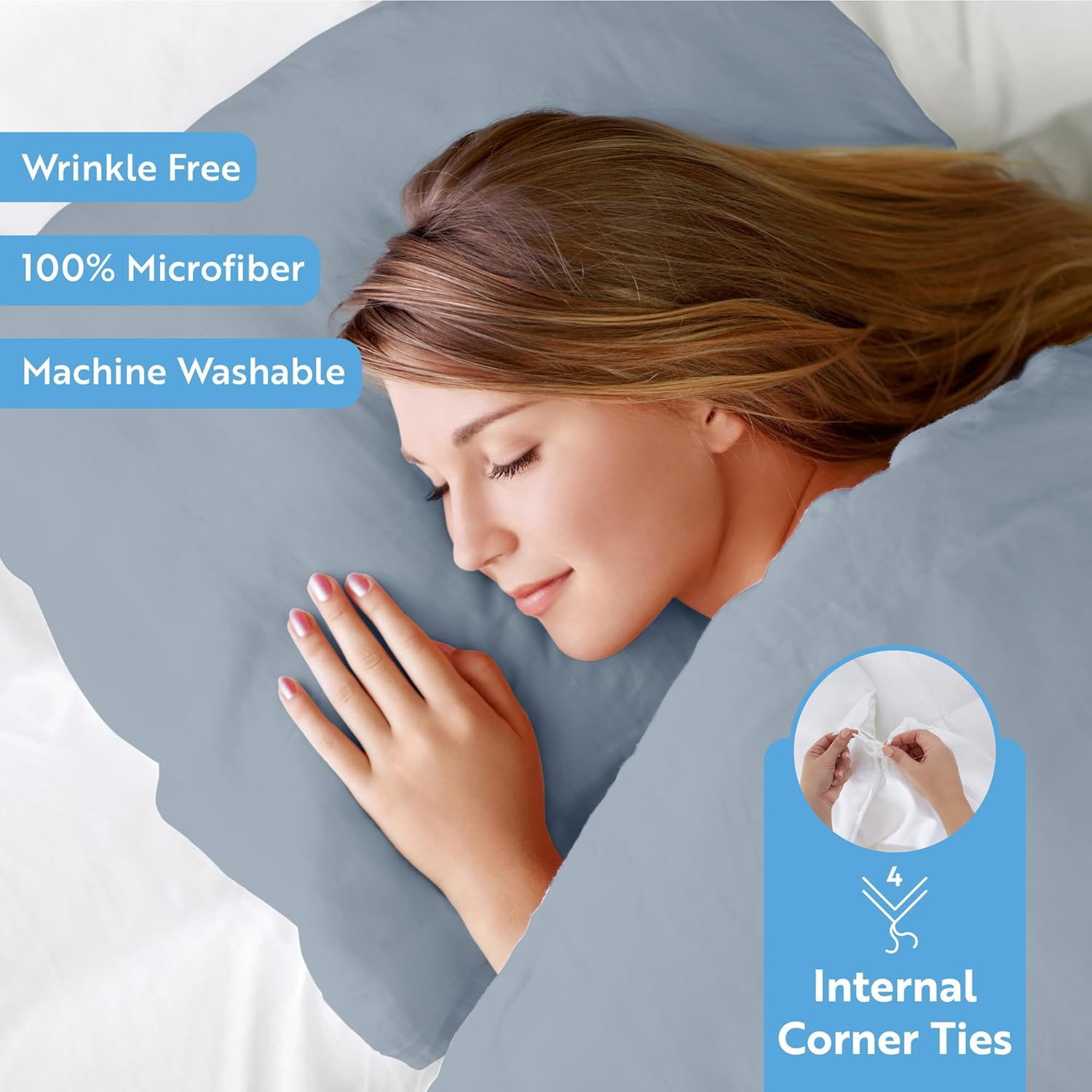 Linen Market Premium Ultra Soft 3 Piece Duvet Cover Set Full/Queen Light Blue