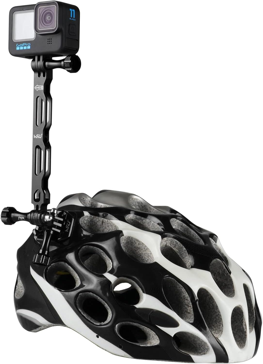 HSU (7 Pcs) All Aluminum Alloy Extension Arm Kit Metal Pole Mount Helmet Stick Extension Arm Mount for Gopro Hero 13/12/11/10/9/8/7/6/5 Black, DJI Osmo Action and More (11.8&rdquo;/6.5&rdquo;/3.3&rdquo;) (Black) - Black image number 6