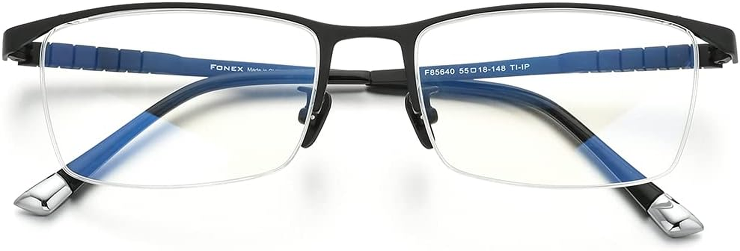 FONEX Titanium Glasses Frame for Men,Square Eyewear Full Optical Eyeglasses F85641 image number 4