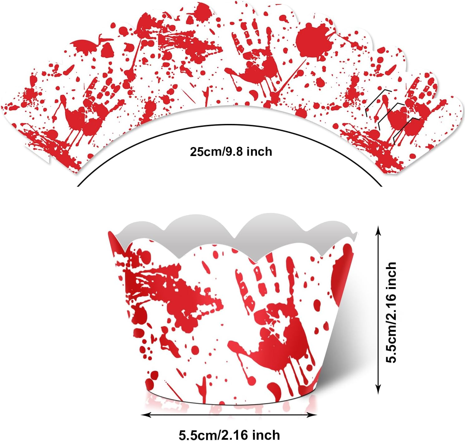 24Pcs Halloween Cupcake Wrapper Pick for Handprint Footprint Help Run Detective Fantasy Horror Scream Party Theme Decor Supplies Men Women Boys Girls Birthday Party Decoration