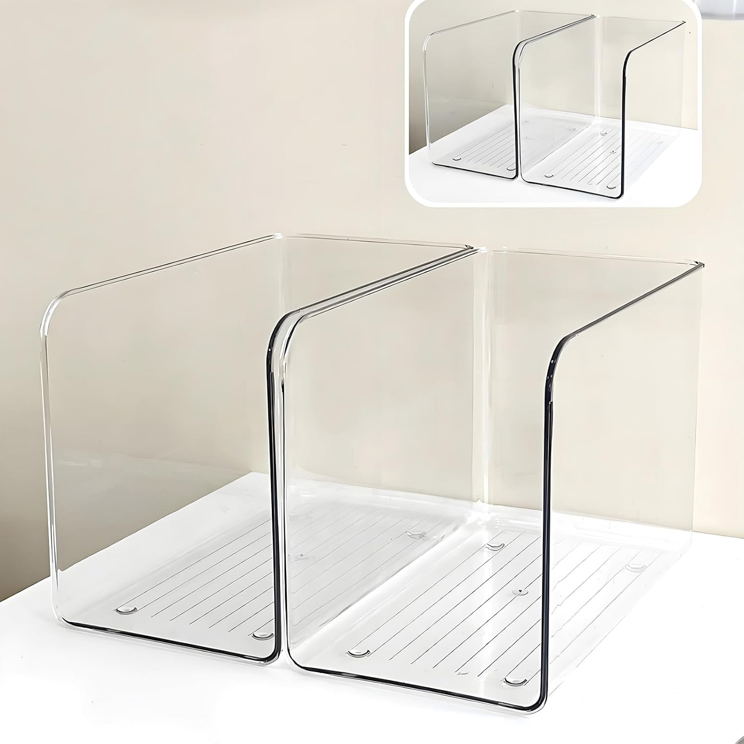 Acrylic Desk Organizer Book Holder Set, 2 Pack Vertical File Organizer for Office, Home Supplies Organization, Space-Saving Desktop Storage System image number 5