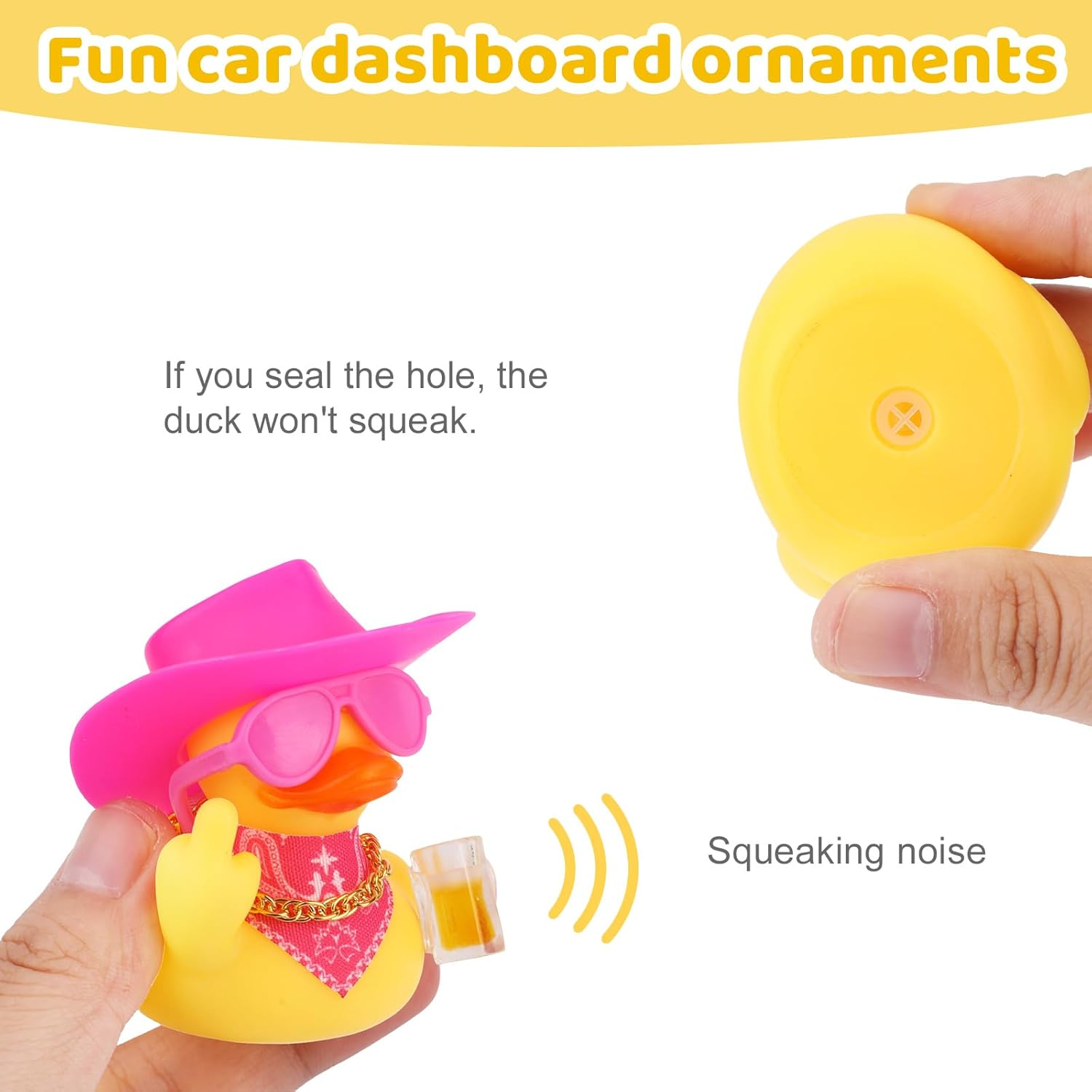 2Pcs Funny Rubber Ducks for Dashboard, Cute Car Rubber Duck Ornament with Mini Glasses Hat Scarf Accessories for Home Office Refrigerator Decoration (Pink) image number 1