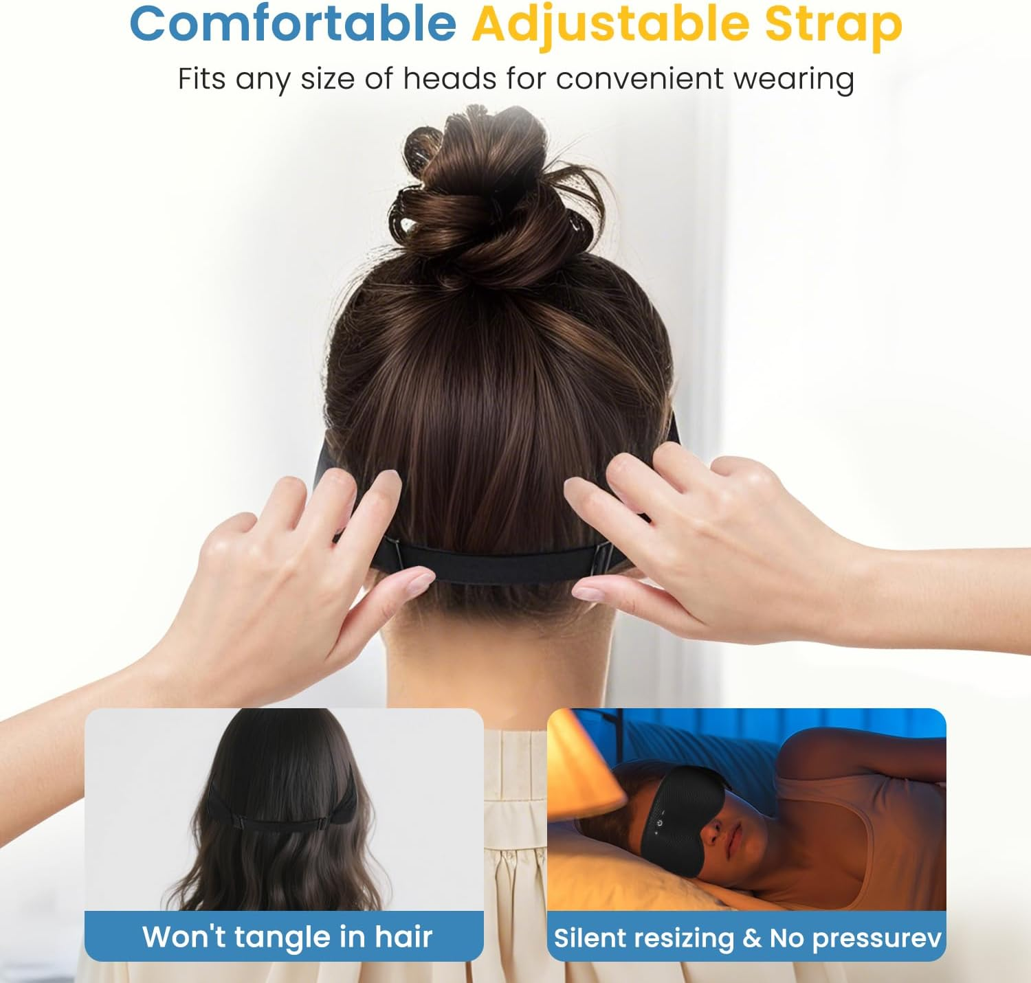 Xkimos 3D Contoured Sleep Headphones, Sleeping Eye Mask with 5.4 Bluetooth Headphones, Breathable Light Blocking Sleeping Mask Headphones,With Ultra-Thin Stereo Speakers,Cool Gadgets Mens Gifts image number 4