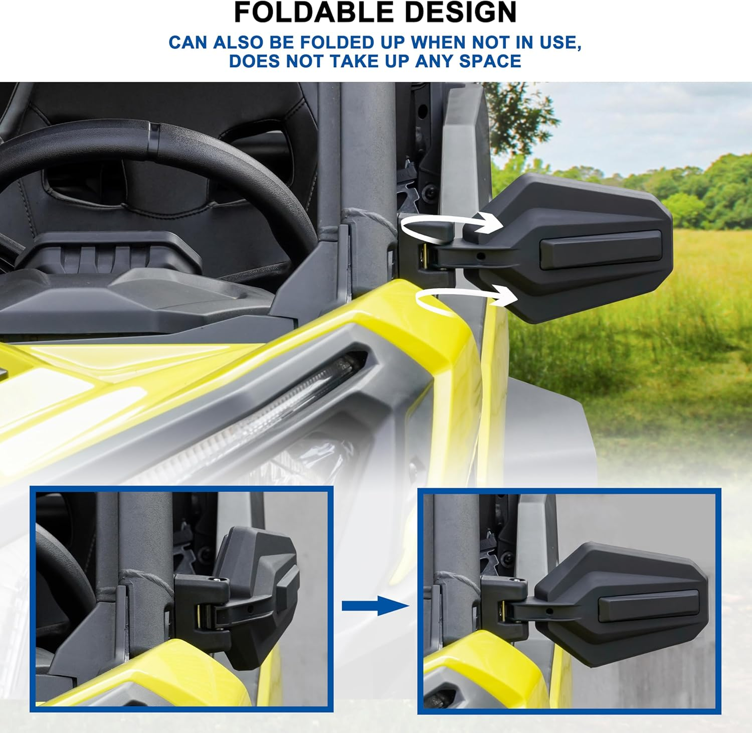 SAUTVS Adjustable Folding Side Rear View Mirrors for Can Am Maverick Trail Sport Commander, Premium Side Mirrors for Can-Am Maverick Trail Sport Commander 2018-2025 Accessories(2Pcs, 715003639)