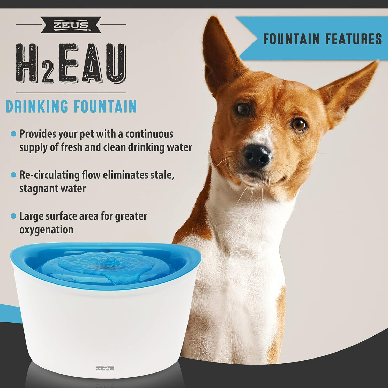 Zeus Fresh & Clear Elevated Dog and Cat Water Dispenser, Large Drinking Water Fountain with Purifying Filter, 6L Capacity image number 4