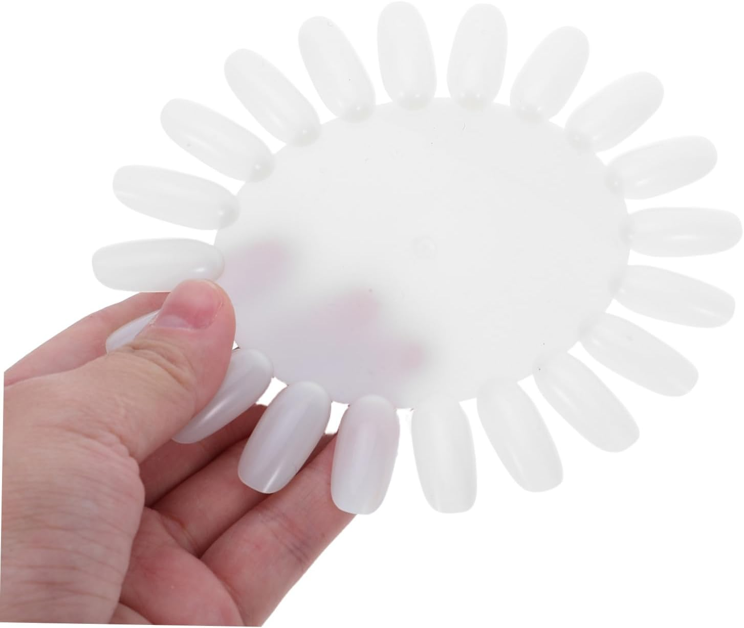 OSOLADY 10Pcs Sunflower Shaped Nail Art Display Boards Beige Acrylic Practice Wheel with False Tips for Salon and Home Nail Polish Color Showcase image number 5