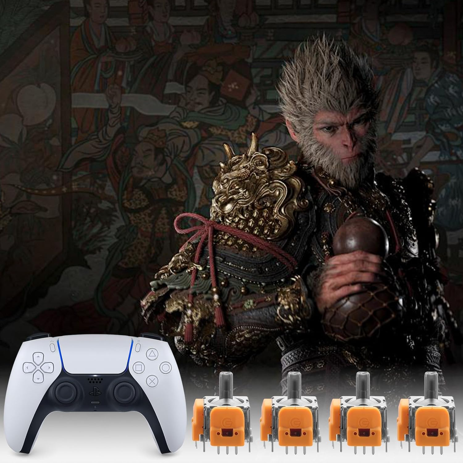 TOMSIN Joysticks Replacement for PS5 Controller,4 Pack Hall Effect 3D Analog Sensor Joysticks Module with Thumbsticks Cap for Playstation 5 Conrtoller,Thumbsticks Repair Kit for PS5 Controller image number 2