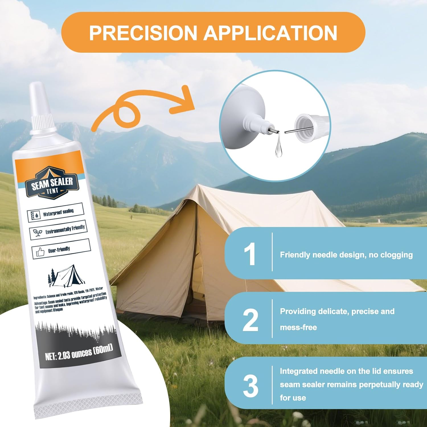 Tent Seam Sealer 120Ml, No Sew Solution Waterproof Fast Cure Seam Sealer Tent, for Tents and Outdoor Fabric, Clear image number 6