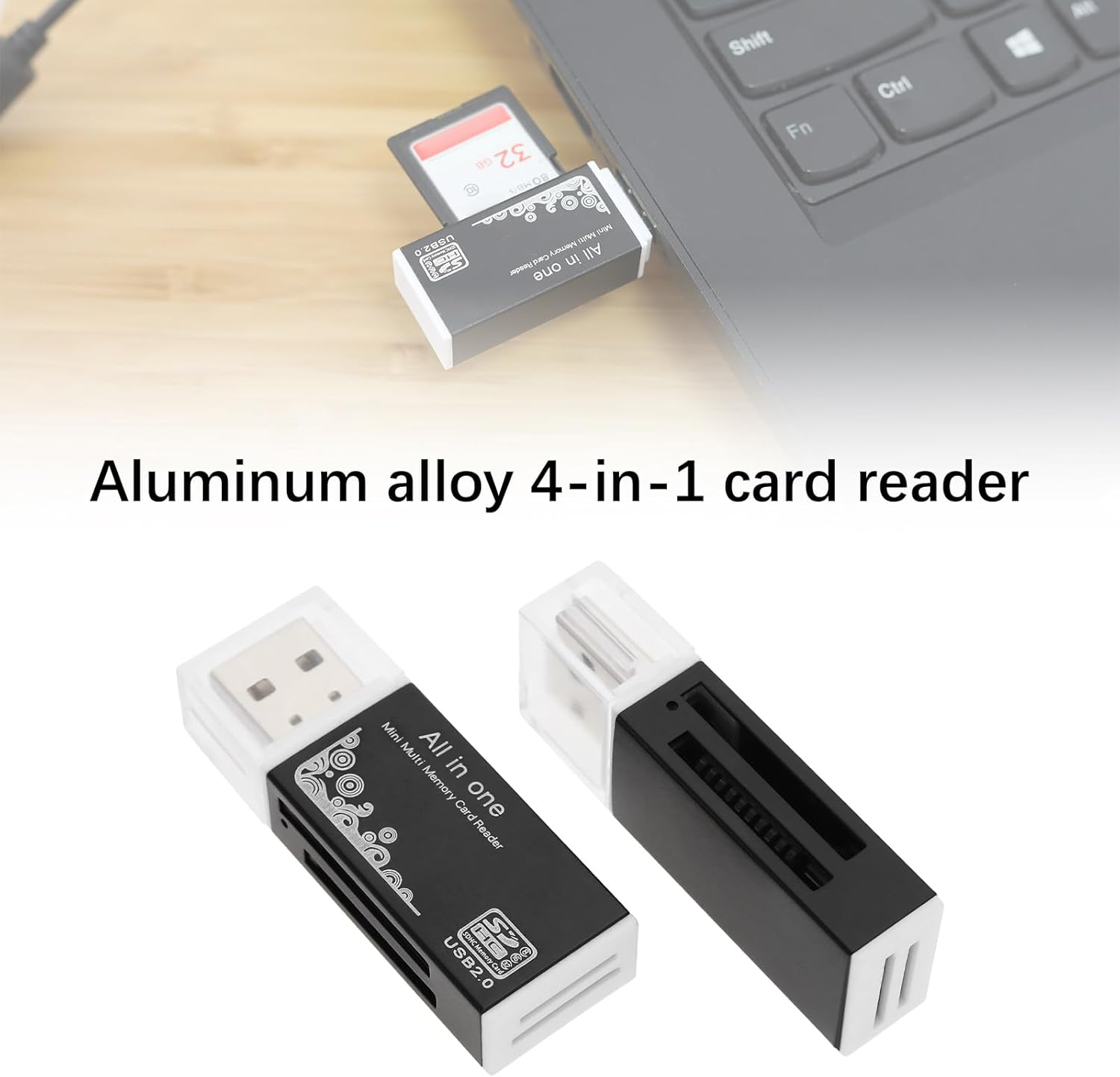 Be in Your Mind 2PCS SD Card Reader to USB Adapter 4-In-1 for MS Duo Pro M2 Card SDXC SDHC MMC RS-MMC Micro SDXC Micro SDHC and TF Card image number 2