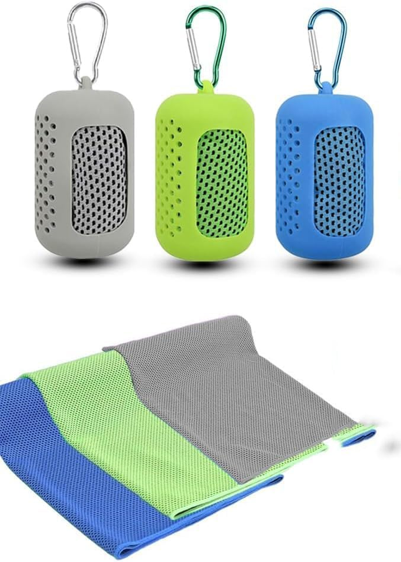 Silicone Set Cooling Towels, 3 Piece Portable Silicone Cooling Towel Soft Microfiber Gym Towels, Cooling Towels Gym Ice Towel Fast Drying with Case image number 1