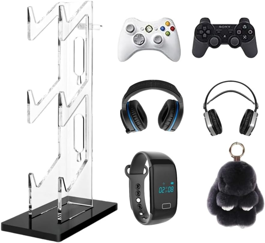 Naisfei Game Controller Holder,Universal Controller Stand Holder, Game Controller Holder 3 Tiers, Slip Game Controller Display Rack, Gaming Accessories, Acrylic Dual Game Controller Stand image number 2