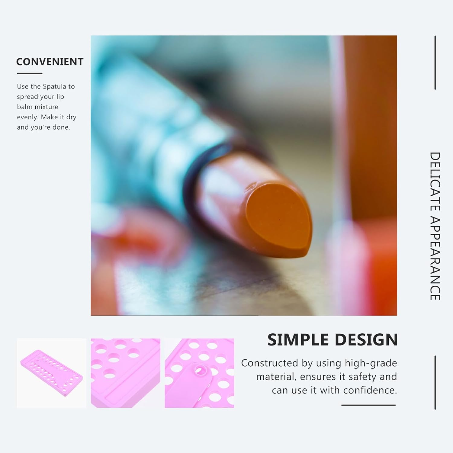 PP Lip Balm Mold Filling Tray with Spatula DIY Lip Gloss and Lipstick Container Kit Reusable Craft Tool for Handmade Moisturizing Balm image number 4