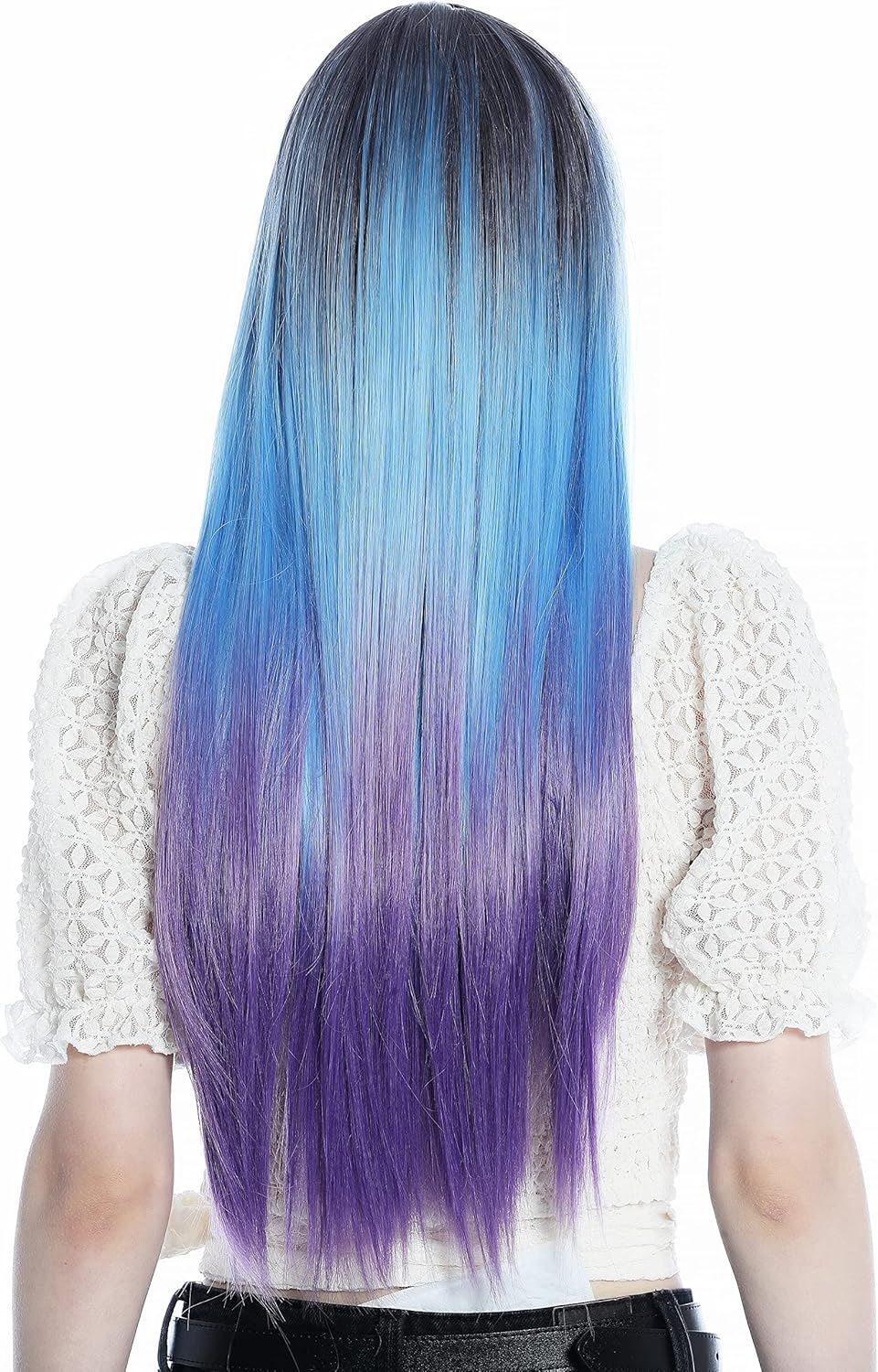 WIG ME up - SZL0810B-T-002 Women'S Wig Long Straight Fringe Ombre Purple Light Blue Purple image number 1