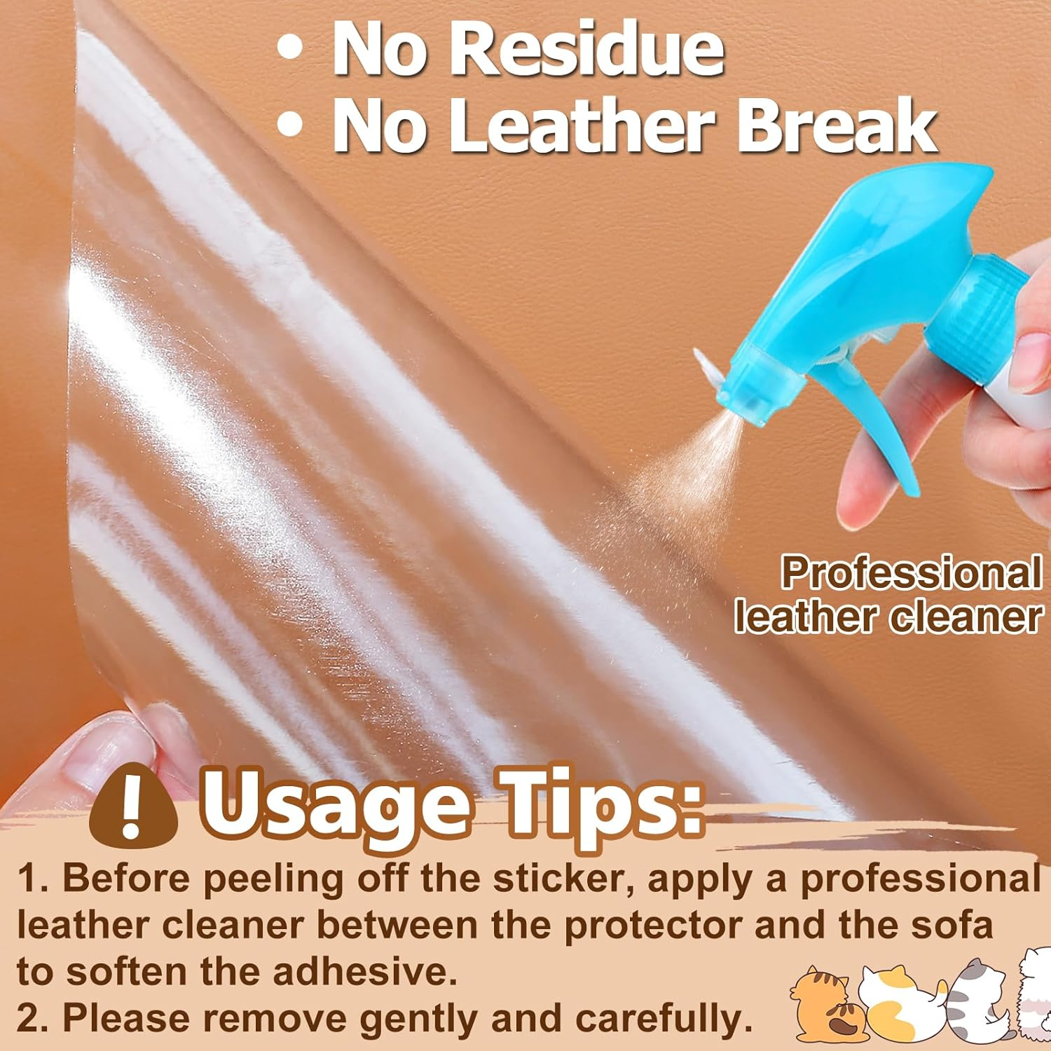 Cat Scratch Furniture Protector - Specially Designed for Leather Furniture, Easy to Remove Anti-Scratch Couch Protector from Cat, No Pins, 16 Pack image number 1