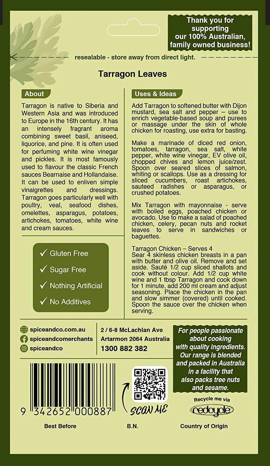 Spice & Co Tarragon Leaves 10 G image number 2