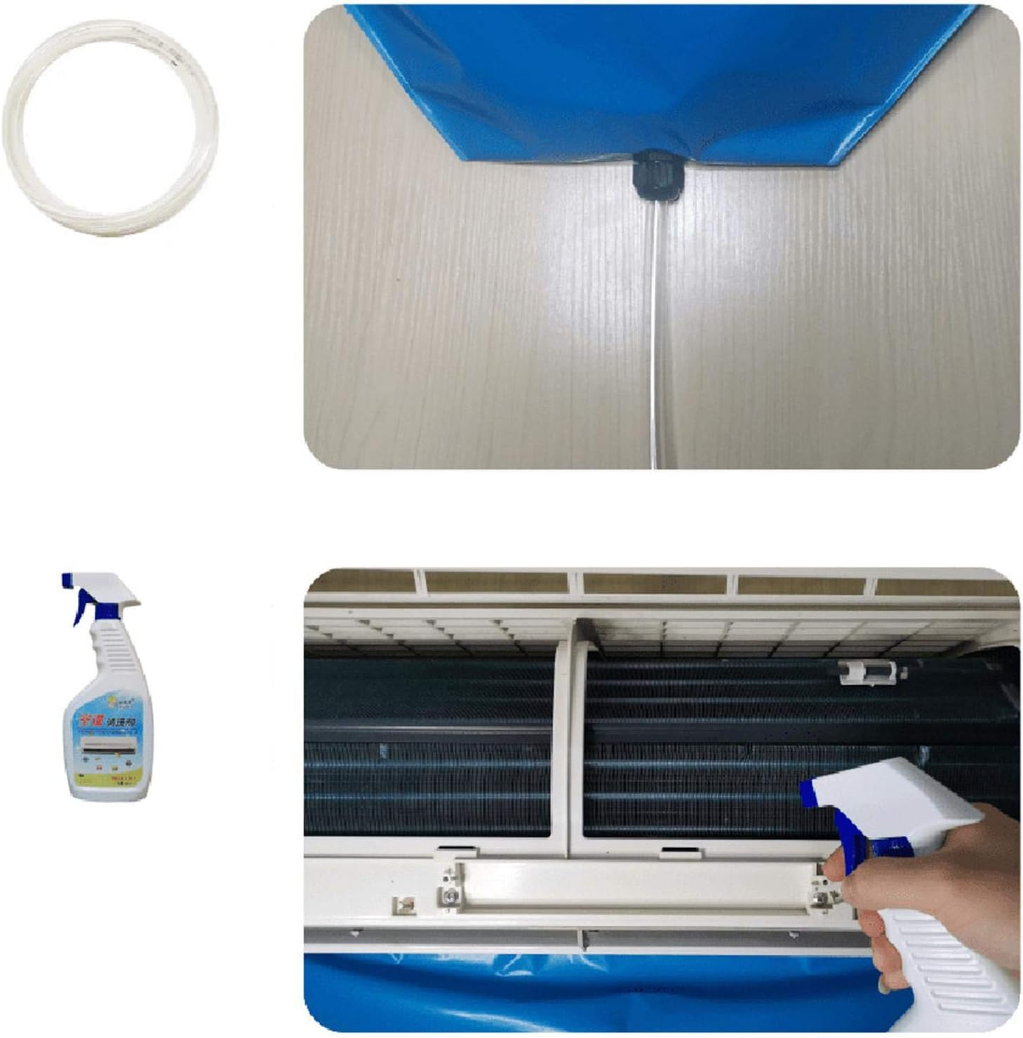 AC Cleaner Air Conditioning Cover - Waterproof Dust Washing Air Conditioner Cleaning Kit | Double-Sided Clean Set with Washing Bag and Water Pipe Kuitgh image number 4