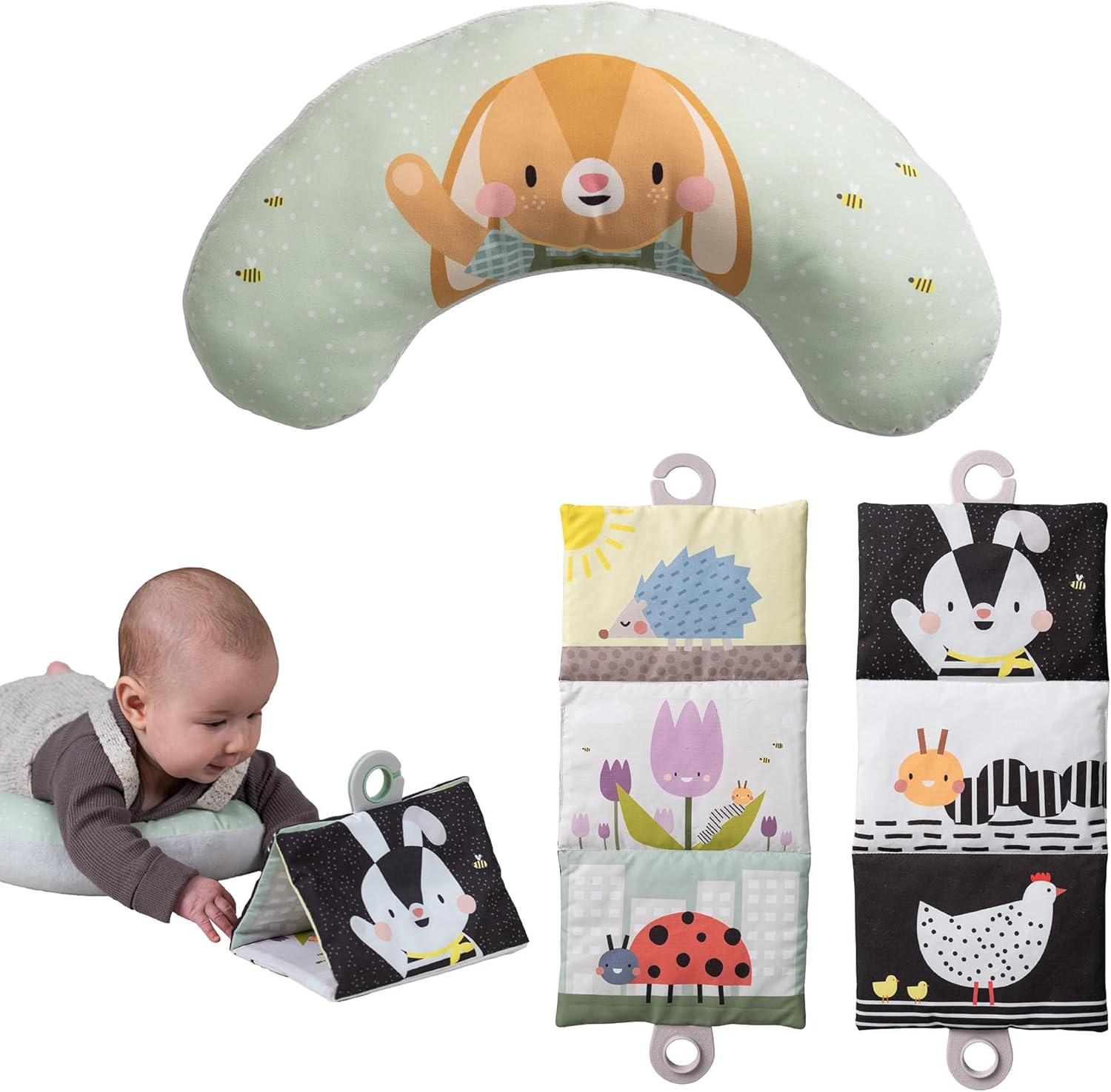 Taf Toys Tummy Time Black & White Double-Sided Crinkle Book & Baby Tummy Time Development Cushion Sensory Stimulation for Newborn Development Ergonomic Tummy Time Toy Baby Toys 0-6 Months Sensory Toys image number 3