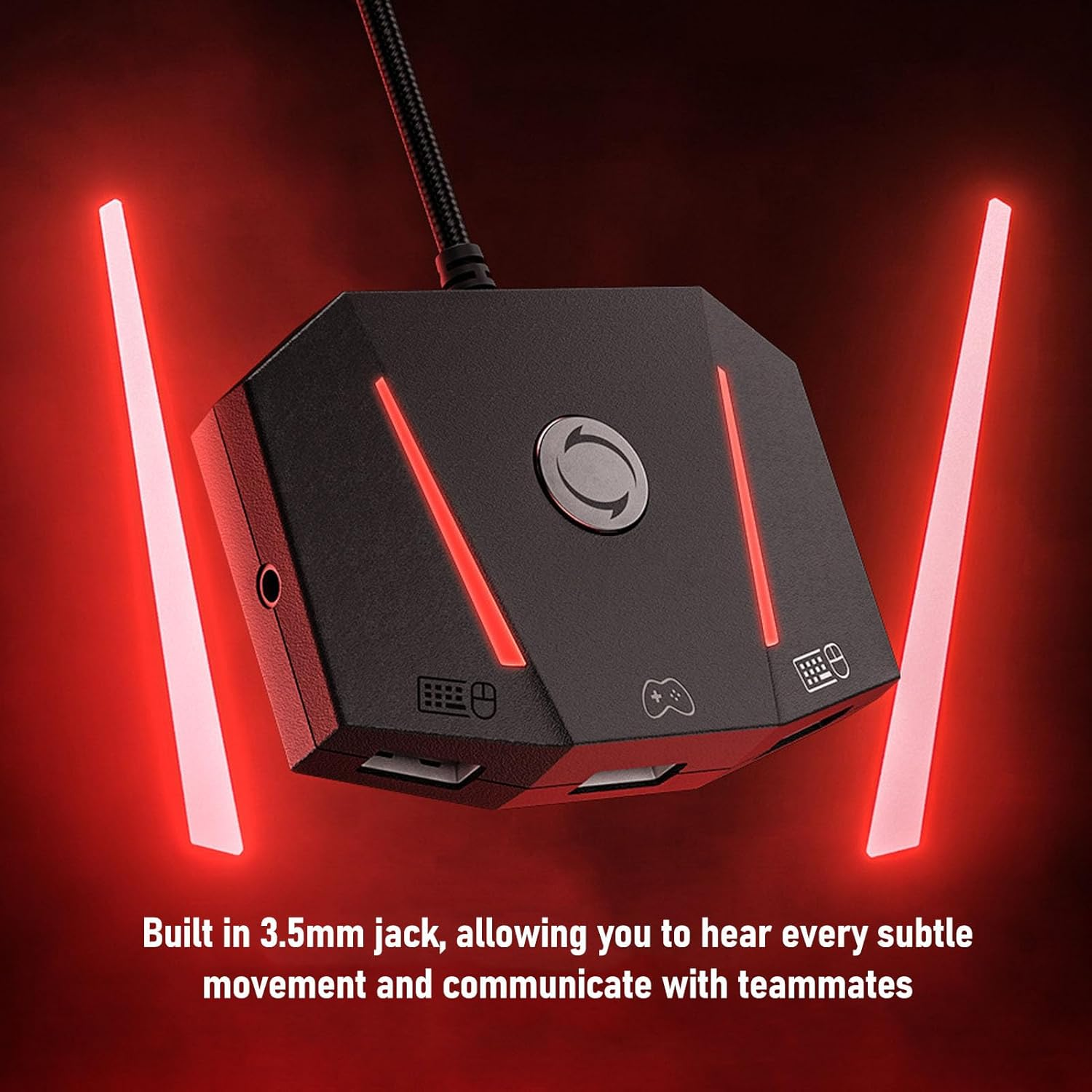 Gaming Keyboard Mouse Adapter for X/S, for , APP Control Gaming Mouse Keyboard Adapter with RGB Light & 3.5Mm Sound Jack image number 3