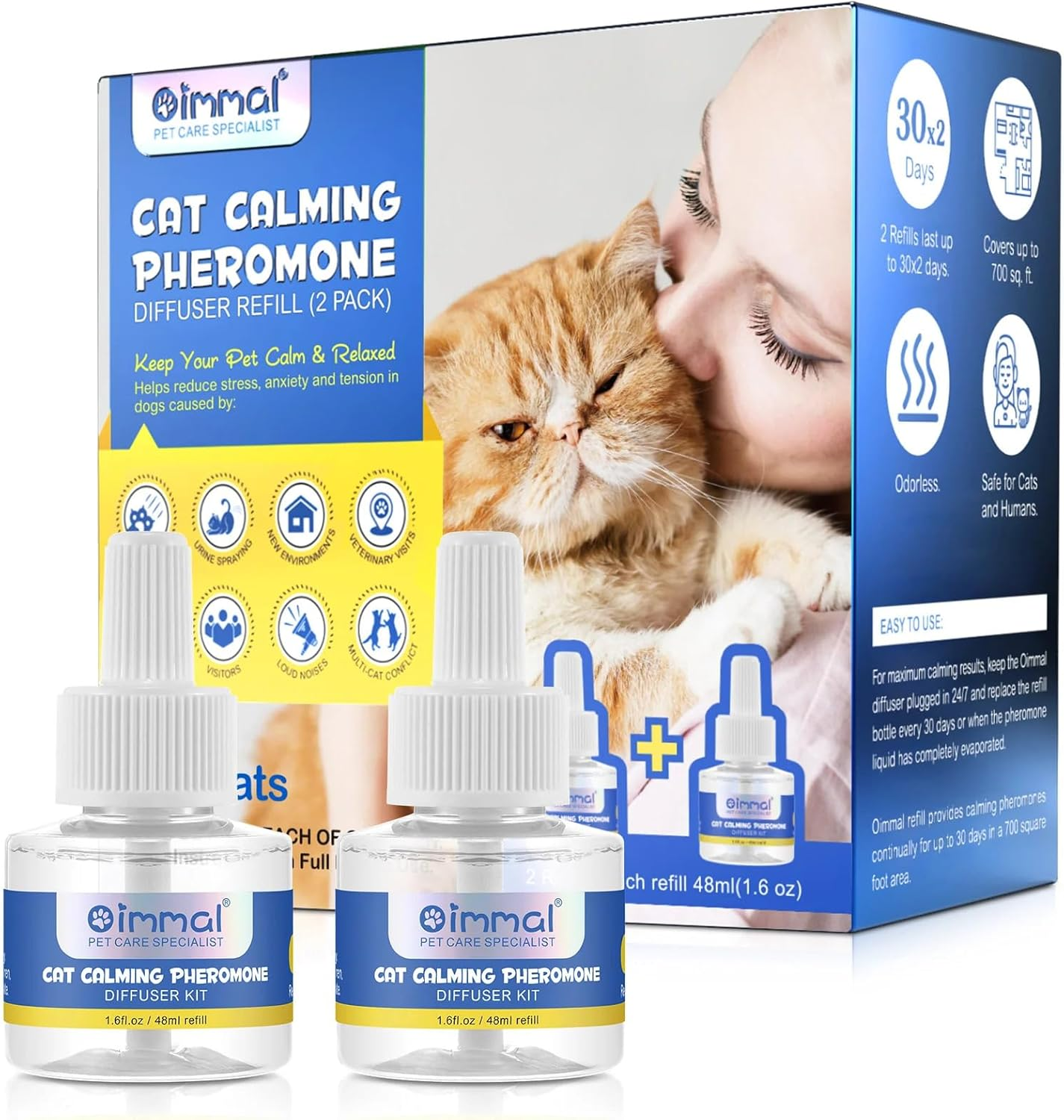 Cat Calming Phermone Solution Refills | Mimics Natural Pheromones | Reduces Stress and Unwanted Behaviors | 2 Pack, 48Ml Each image number 2
