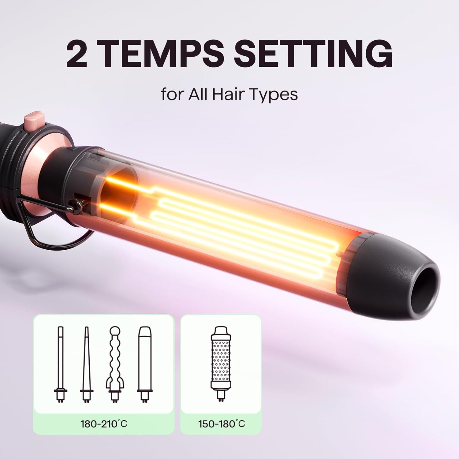 Wavytalk 5 in 1 Curling Wand Set, Multi Hair Curler Set with Thermal Brush and 4 Interchangeable Ceramic Curling Tongs(13-32 Mm), Instant Heat up Curling Iron, Rose Gold image number 5
