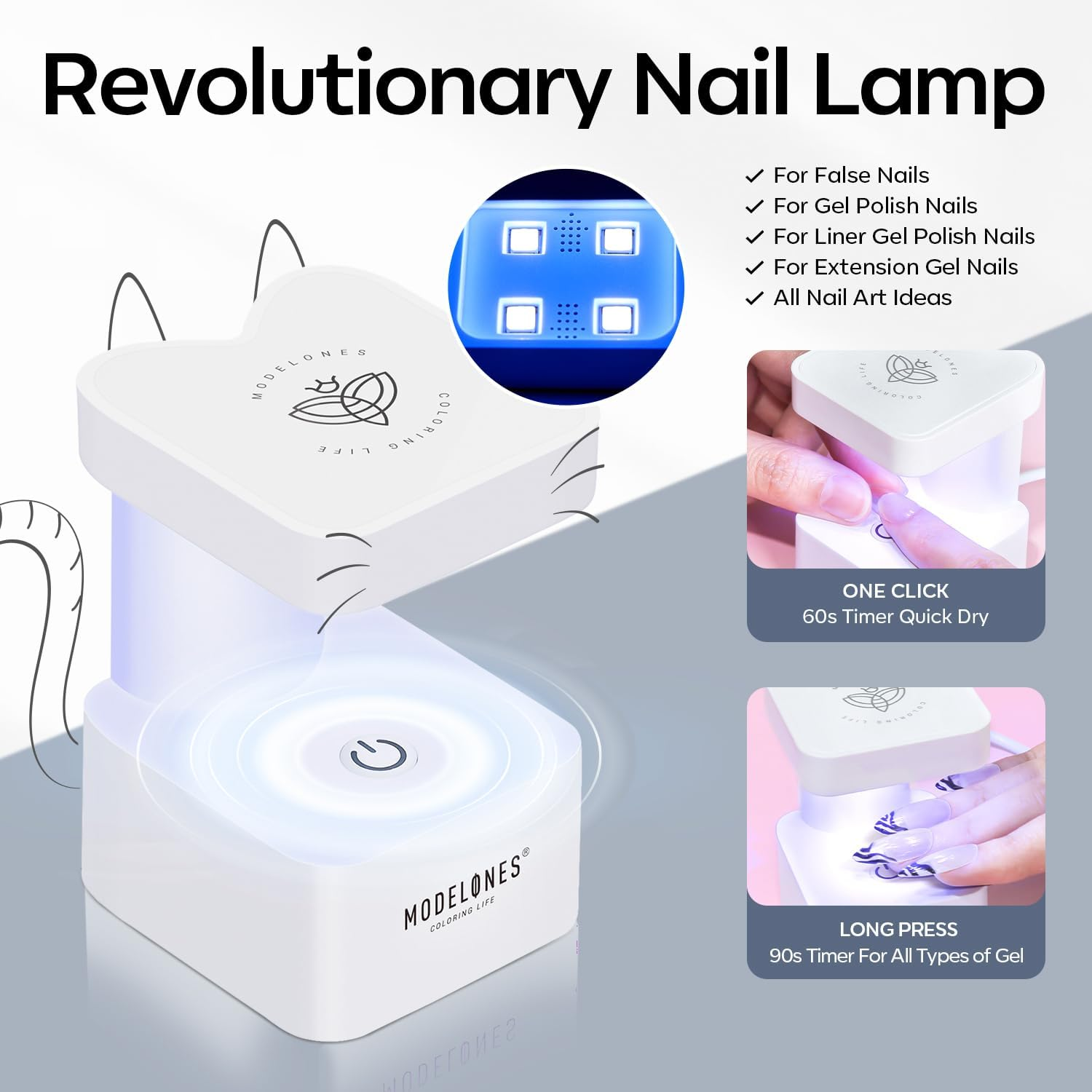 Modelones Gel Nail Kit Short Coffin, Upgrade 510Pcs Fake Nails 15Sizes, 9-In-One Glue Prep Dehydrator & Mini U V Light Clipper, Pre-Shaped Half Matte Press on Short Coffin Tips for DIY Salon image number 4