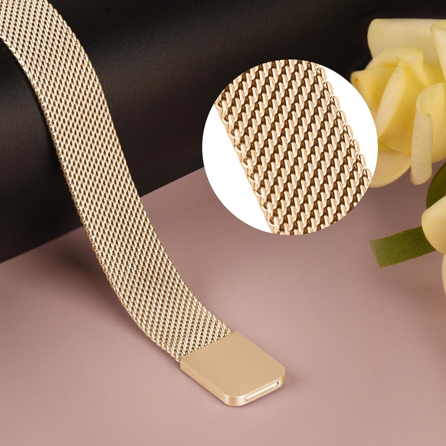 Leonids for Fitbit Inspire 3 Bands, Stainless Steel Mesh Loop Writband Straps for Fitbit Inspire 3 Fitness Tracker for Women Men image number 2